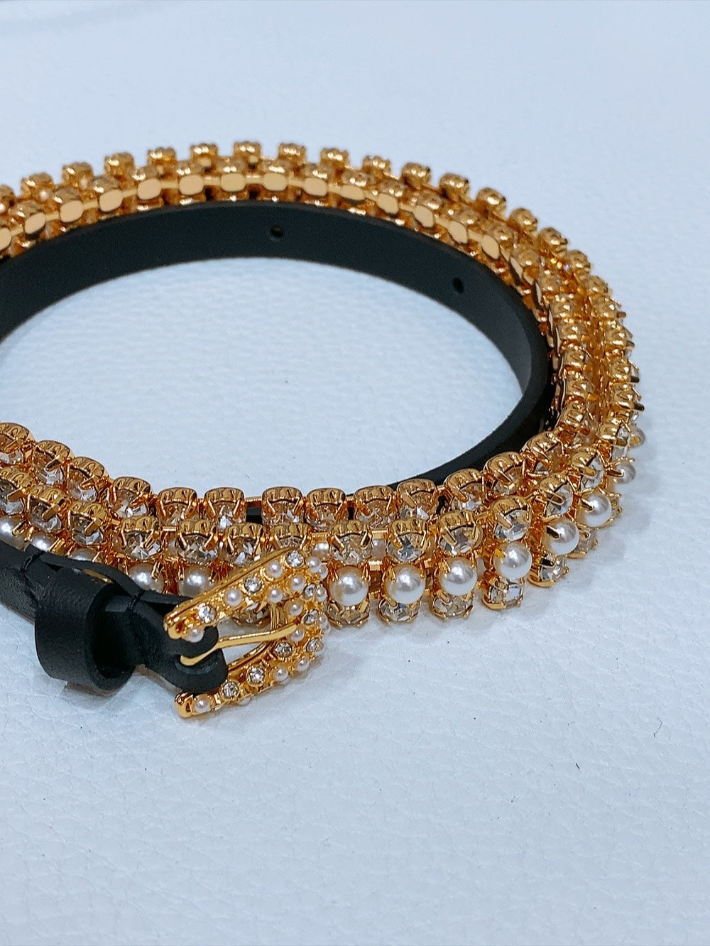 New Women's Leather Shining Crystal Belt 10MM