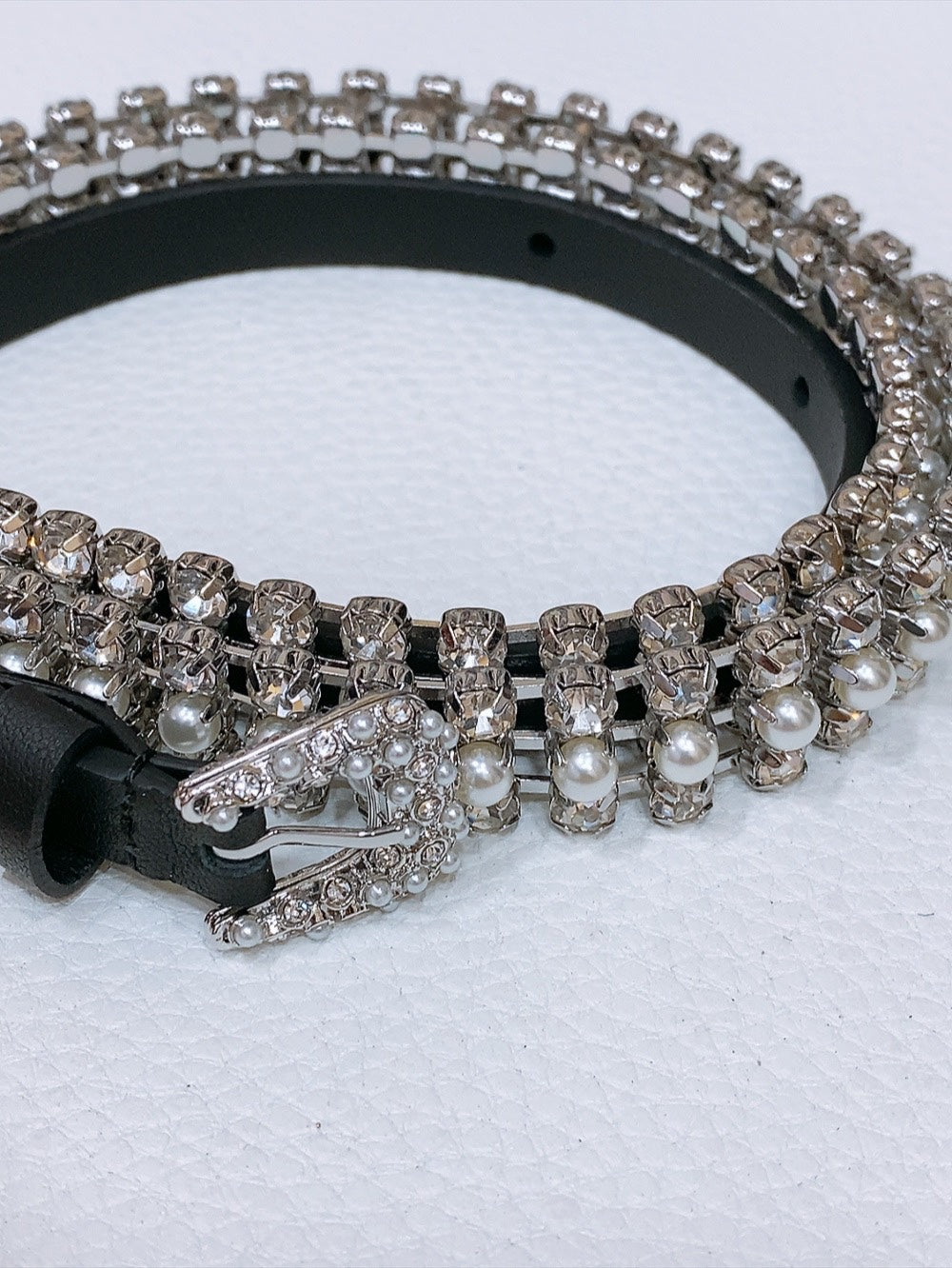 New Women's Leather Shining Crystal Belt 10MM