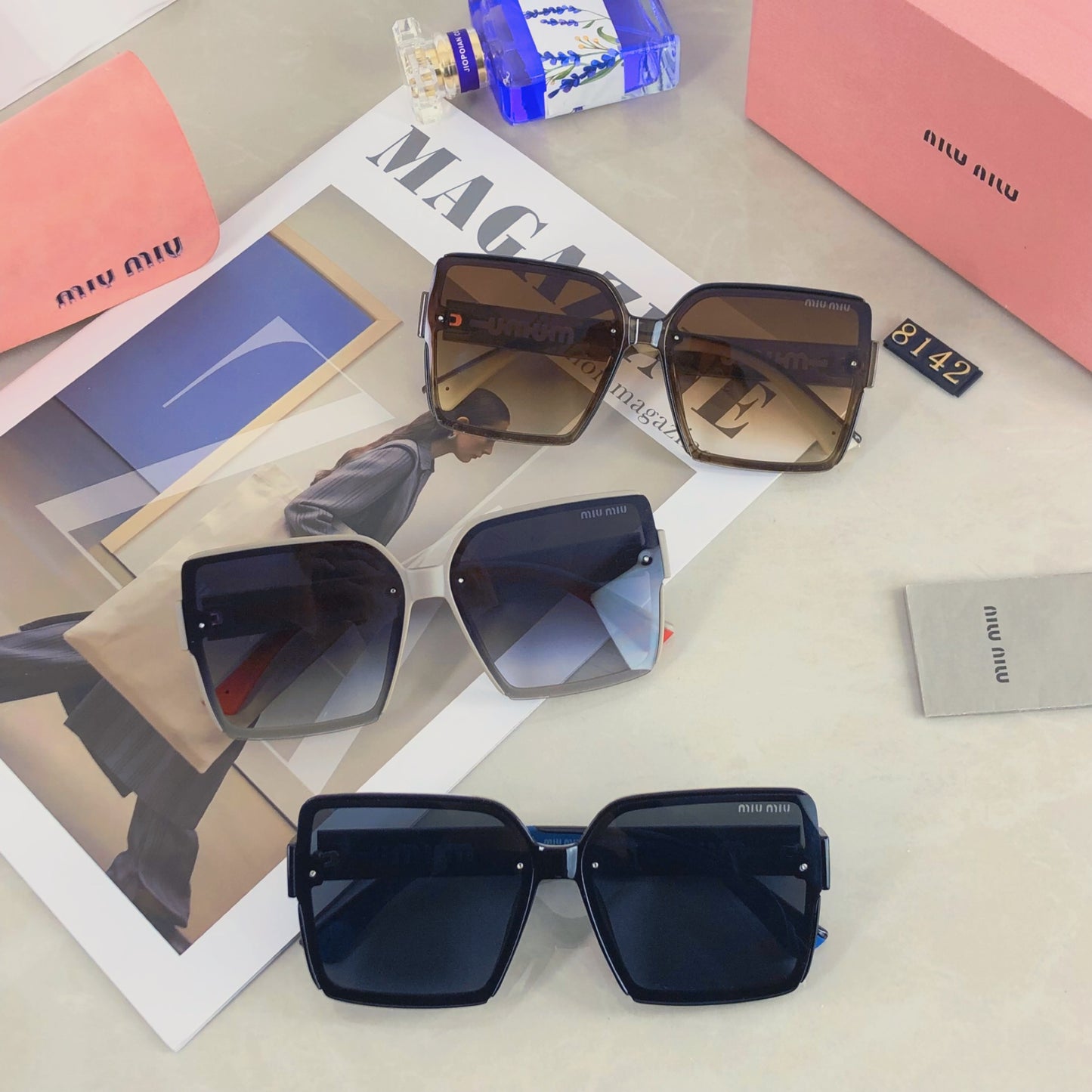 New Premium Large Frame Thin Face Naked Sunglasses INS Fashion Sunglasses Unisex