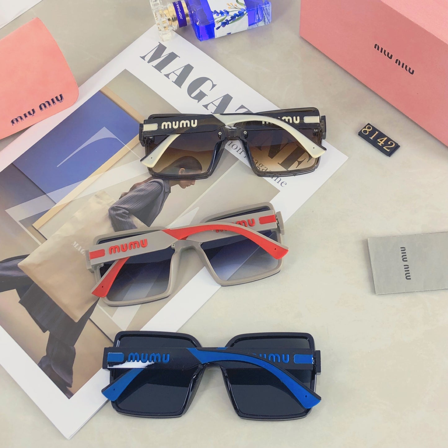 New Premium Large Frame Thin Face Naked Sunglasses INS Fashion Sunglasses Unisex