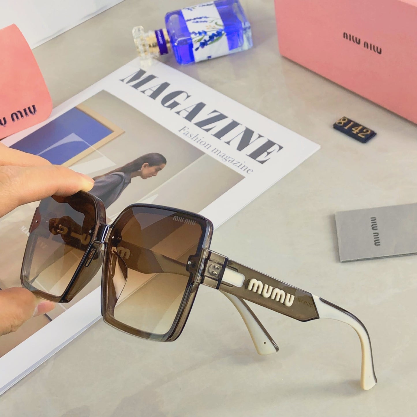 New Premium Large Frame Thin Face Naked Sunglasses INS Fashion Sunglasses Unisex