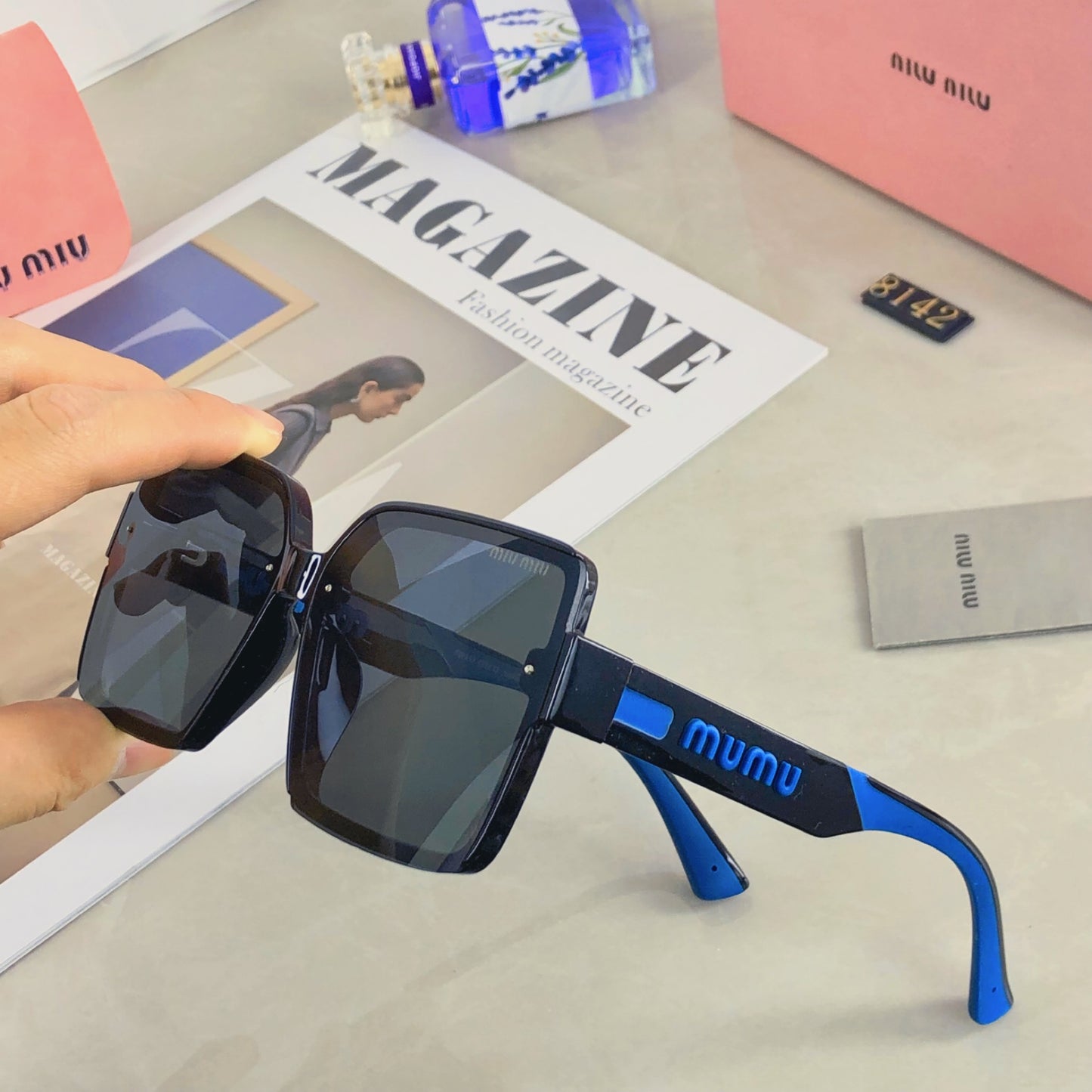 New Premium Large Frame Thin Face Naked Sunglasses INS Fashion Sunglasses Unisex