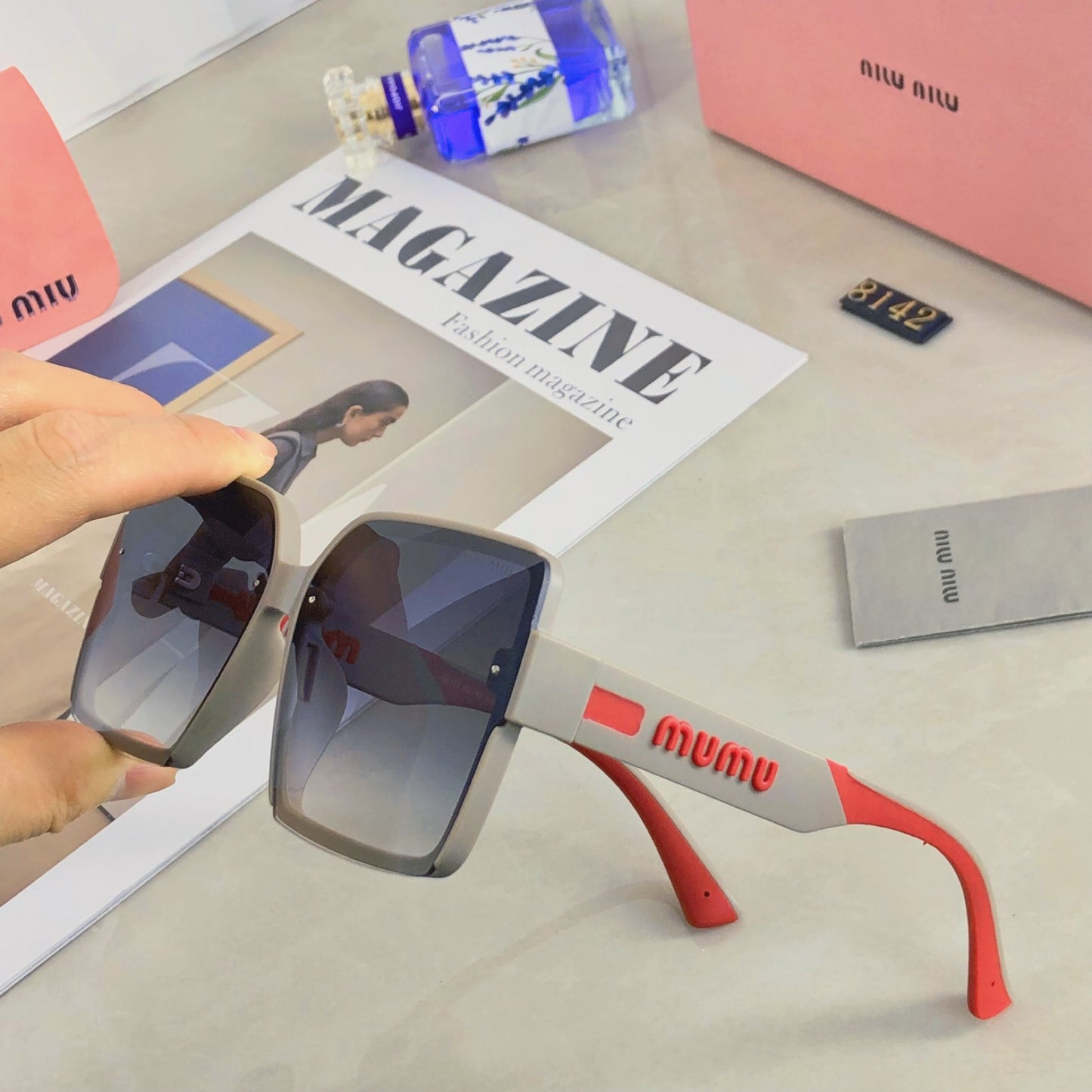 New Premium Large Frame Thin Face Naked Sunglasses INS Fashion Sunglasses Unisex
