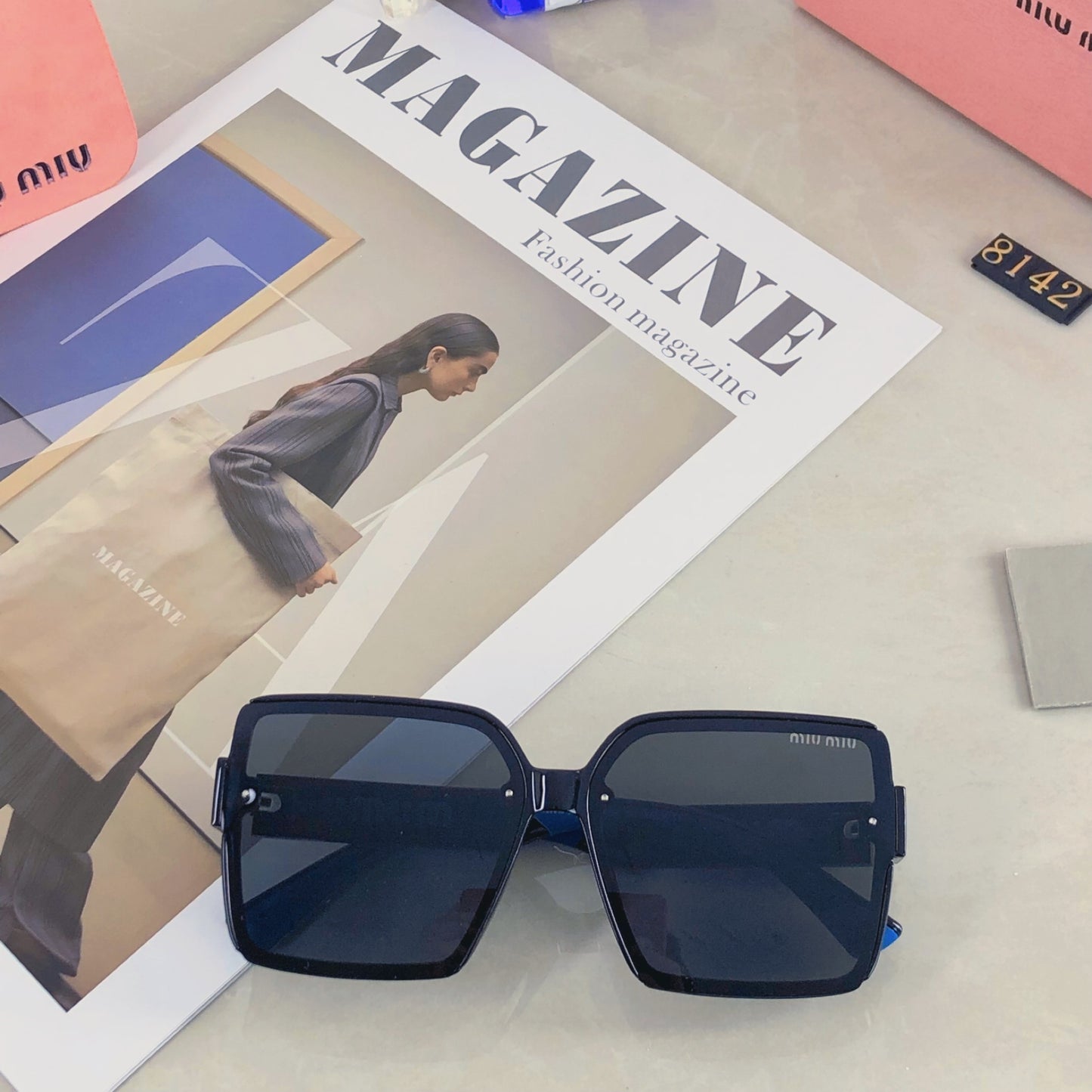 New Premium Large Frame Thin Face Naked Sunglasses INS Fashion Sunglasses Unisex