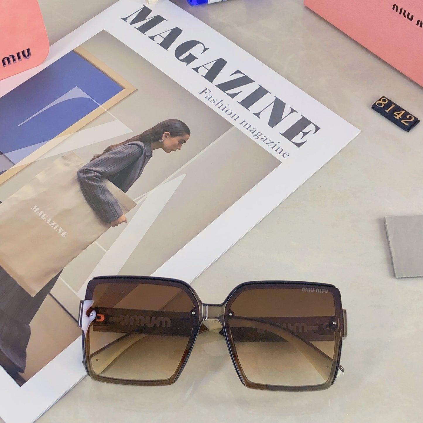 New Premium Large Frame Thin Face Naked Sunglasses INS Fashion Sunglasses Unisex