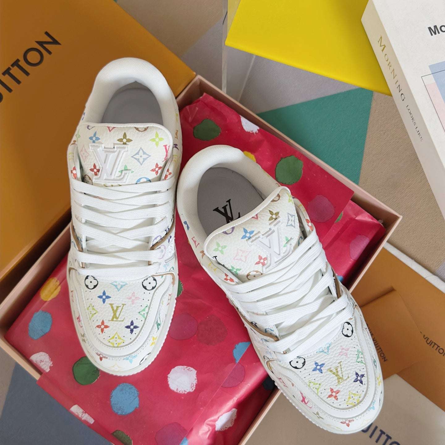 New  luxury fashion x Takashi Murakami Co branded Casual Sports Shoes Skateboarding Shoes