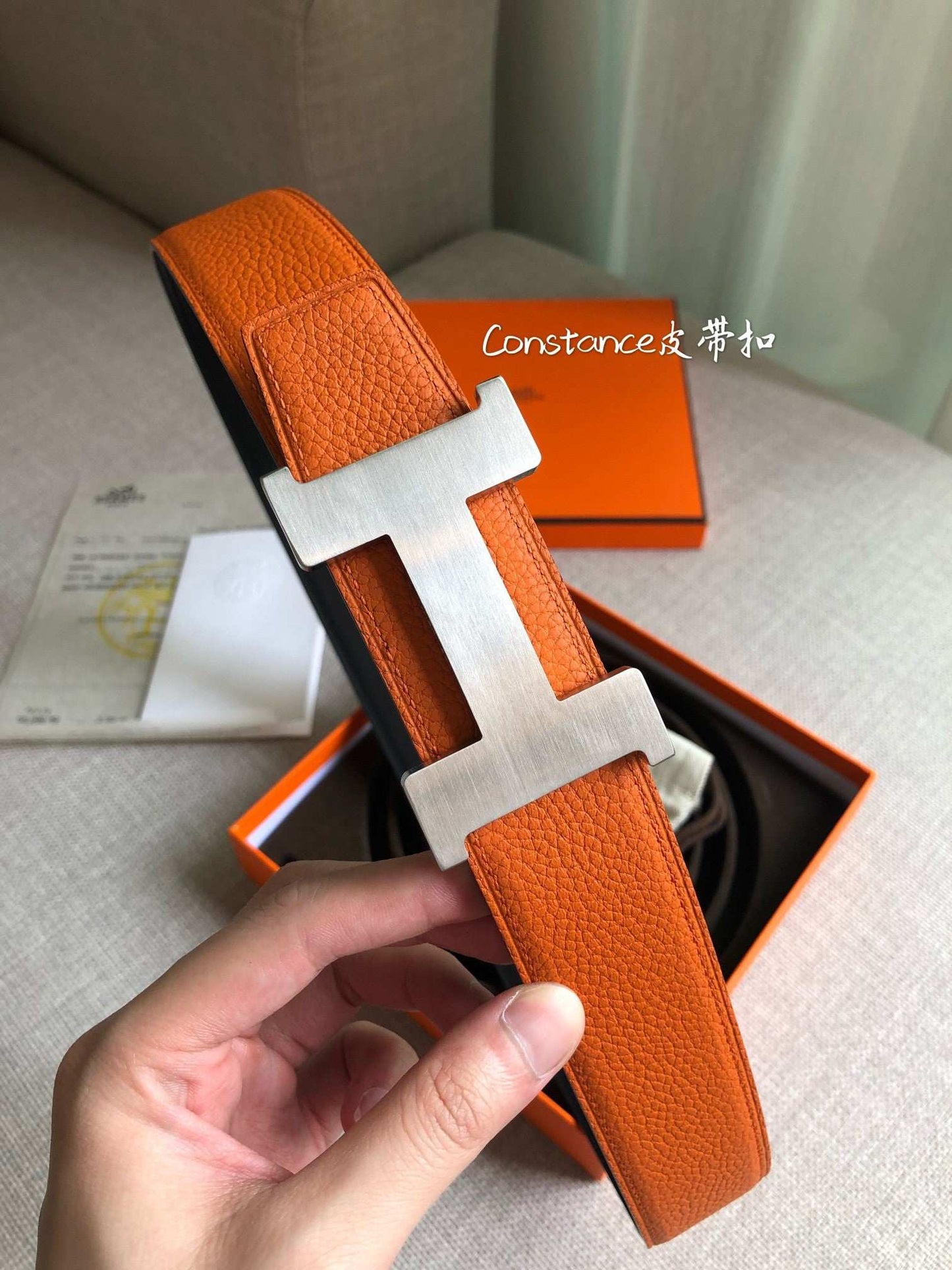 H New constance belt buckle&reversible leather strap Men's 38mm