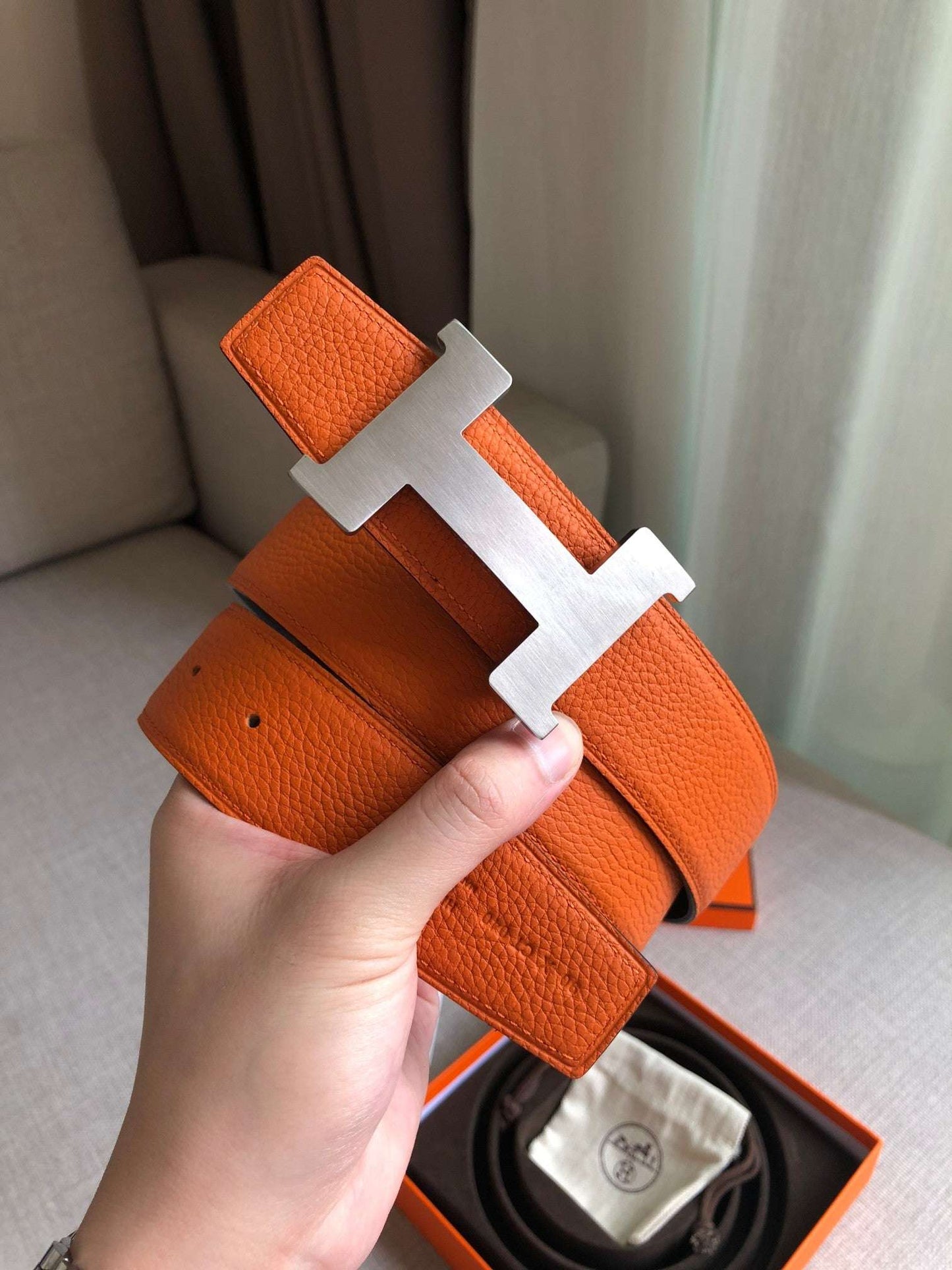 H New constance belt buckle&reversible leather strap Men's 38mm