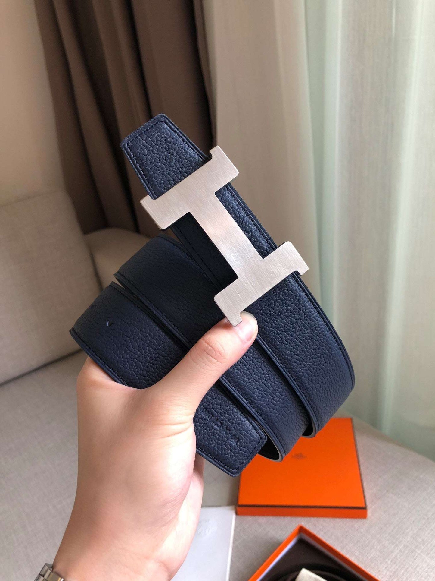 H New constance belt buckle&reversible leather strap Men's 38mm