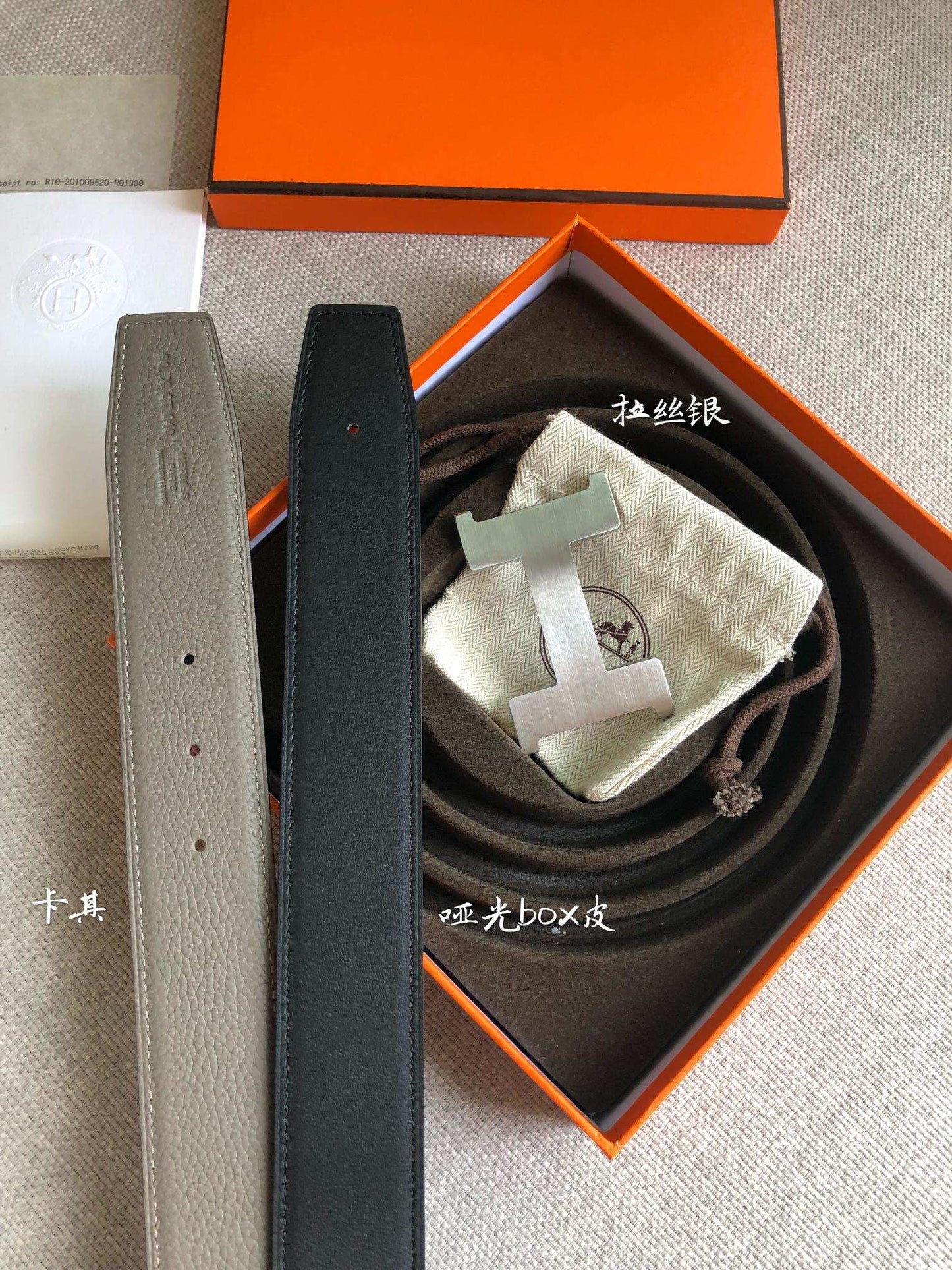 H New constance belt buckle&reversible leather strap Men's 38mm