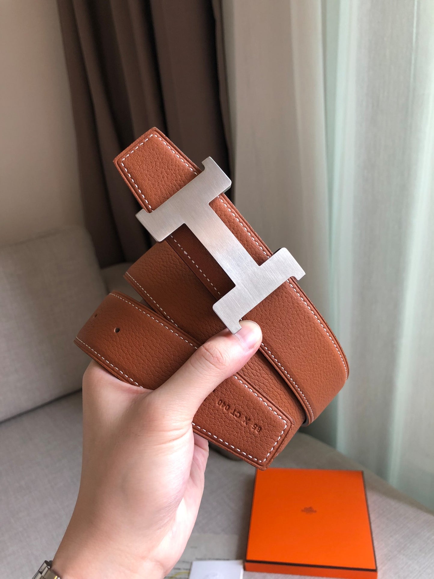 H New constance belt buckle&reversible leather strap Men's 38mm