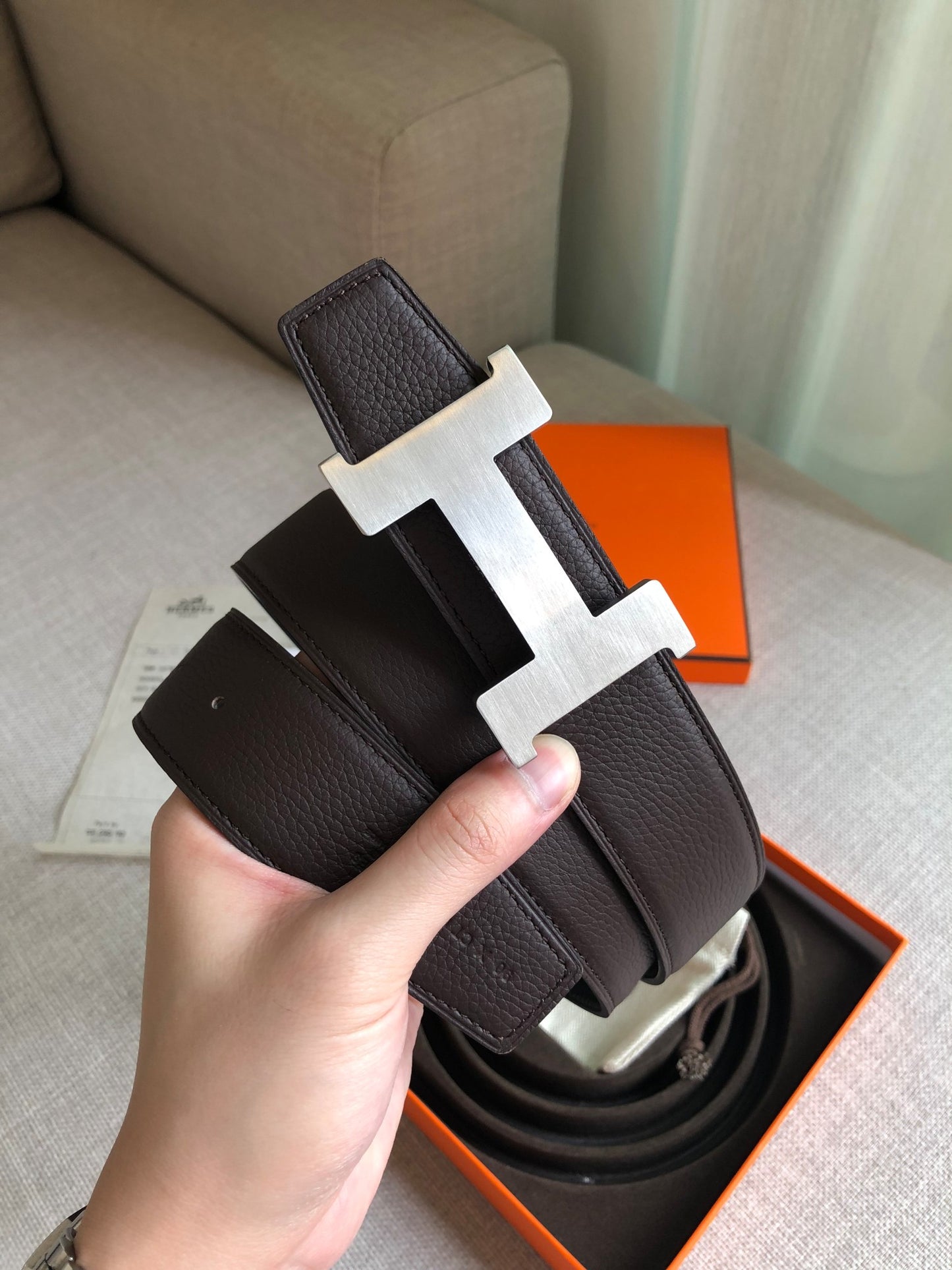 H New constance belt buckle&reversible leather strap Men's 38mm