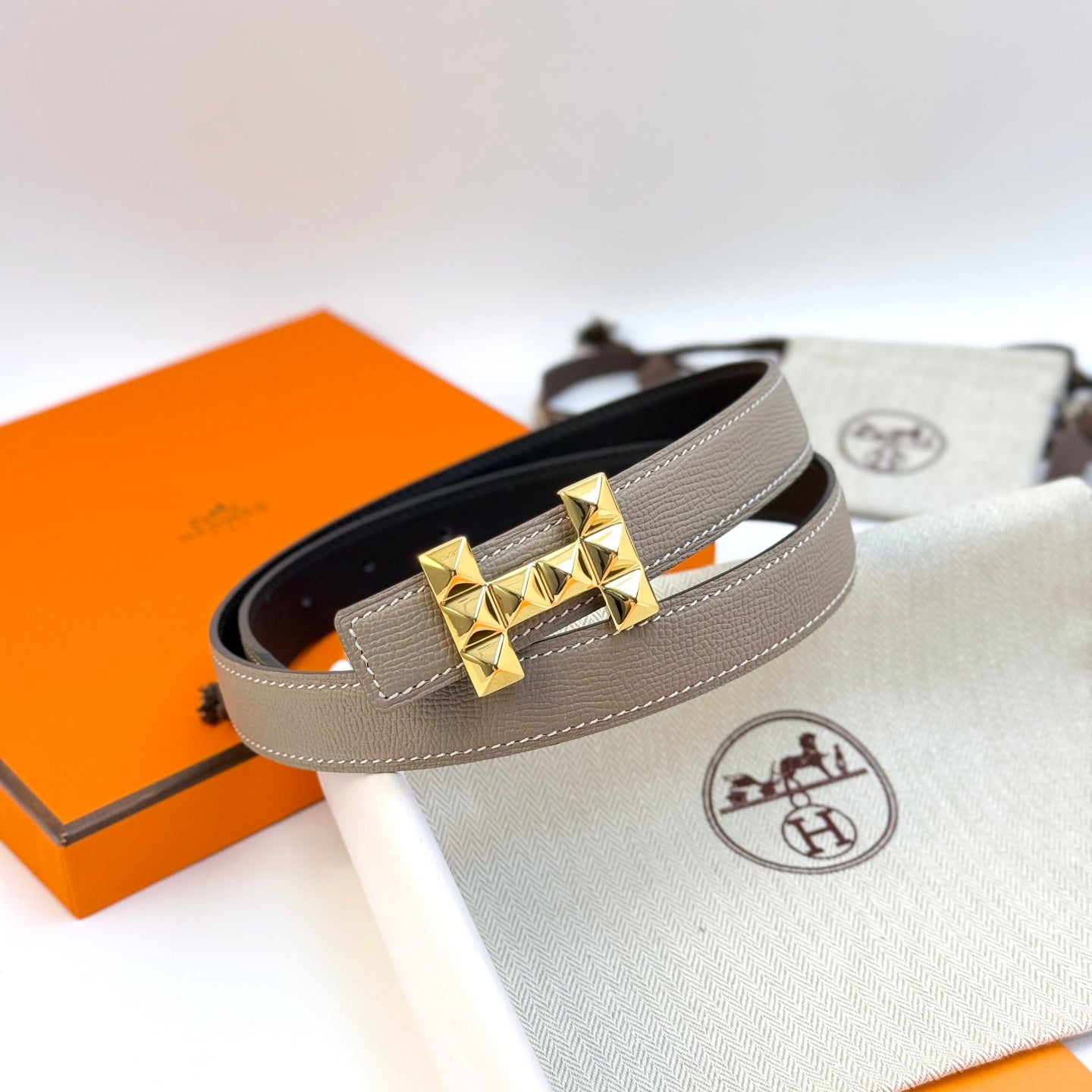 H new Infini belt buckle and double-sided leather women's 24mm