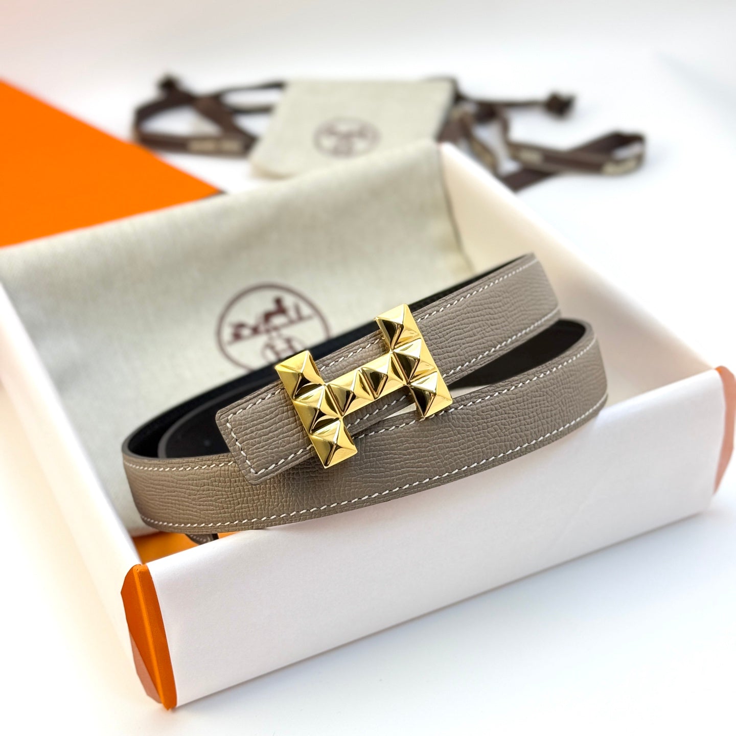 H new Infini belt buckle and double-sided leather women's 24mm
