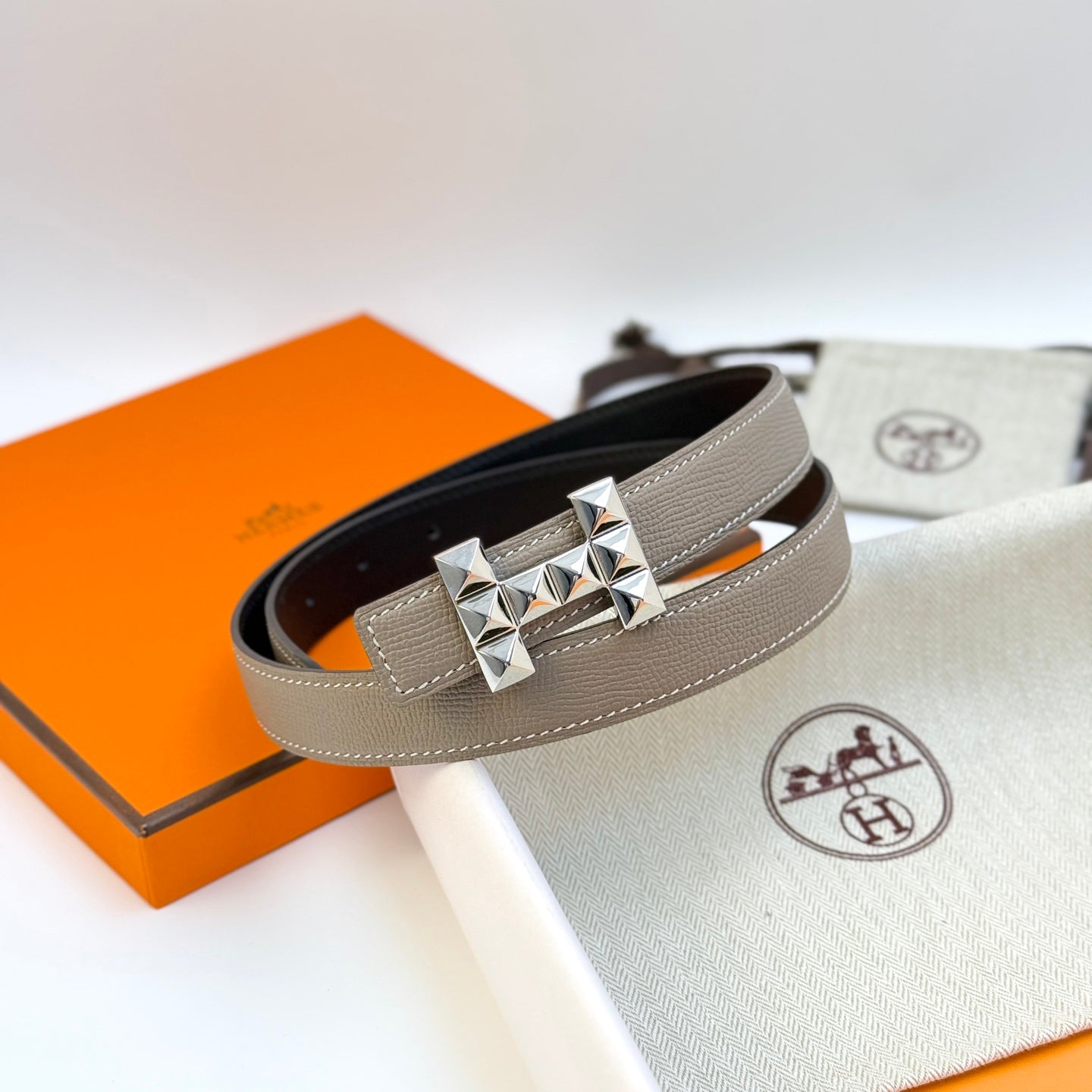 H new Infini belt buckle and double-sided leather women's 24mm