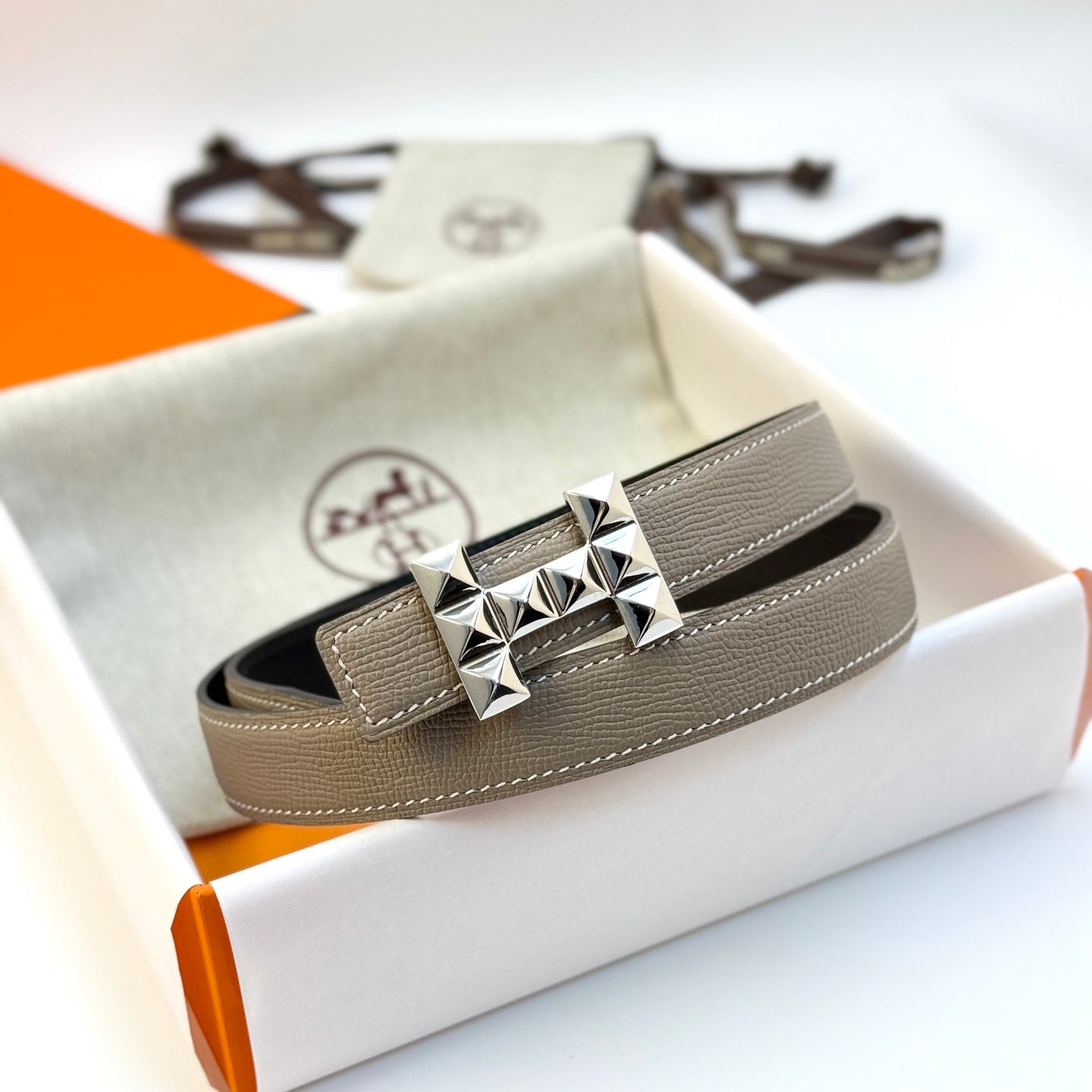H new Infini belt buckle and double-sided leather women's 24mm