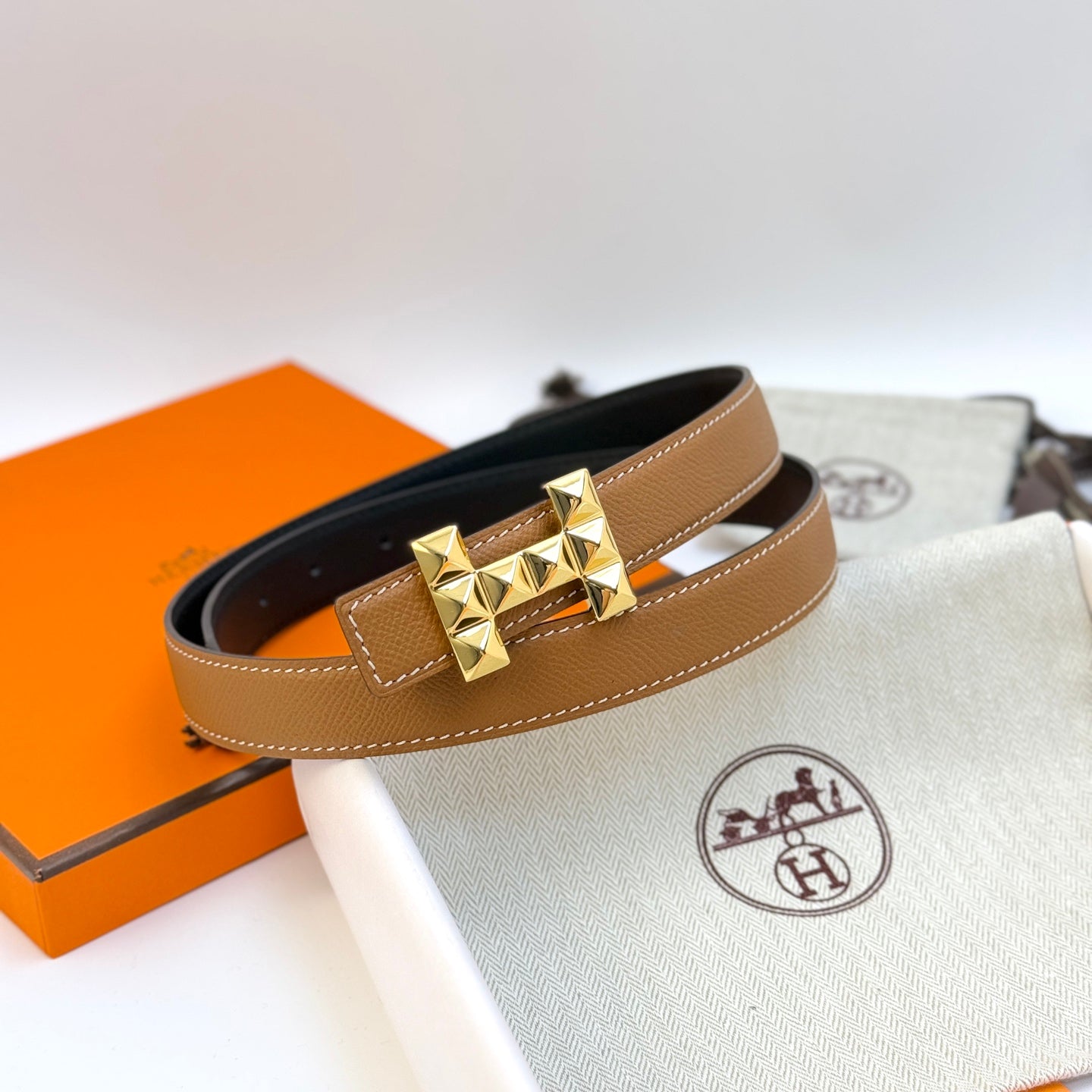 H new Infini belt buckle and double-sided leather women's 24mm