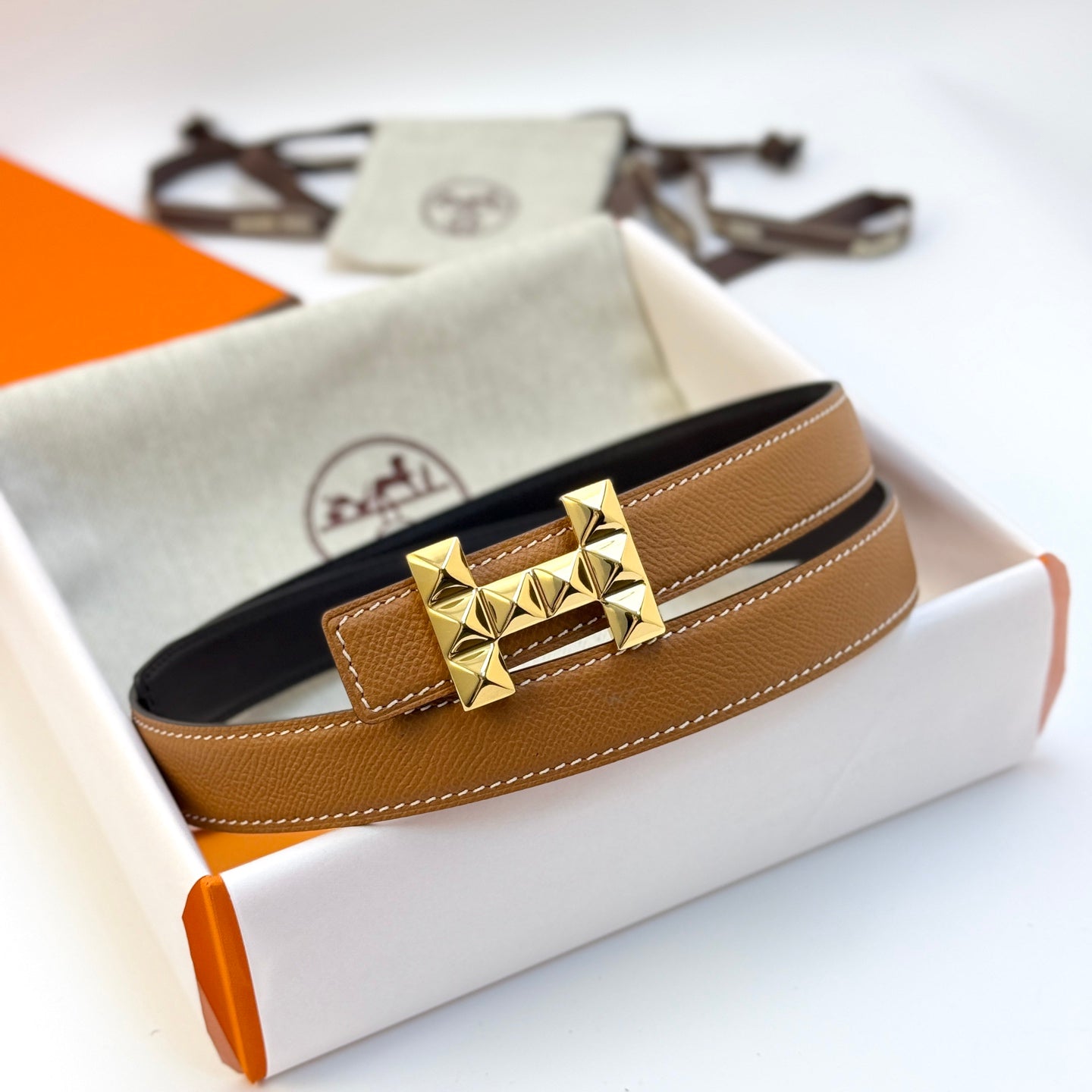 H new Infini belt buckle and double-sided leather women's 24mm