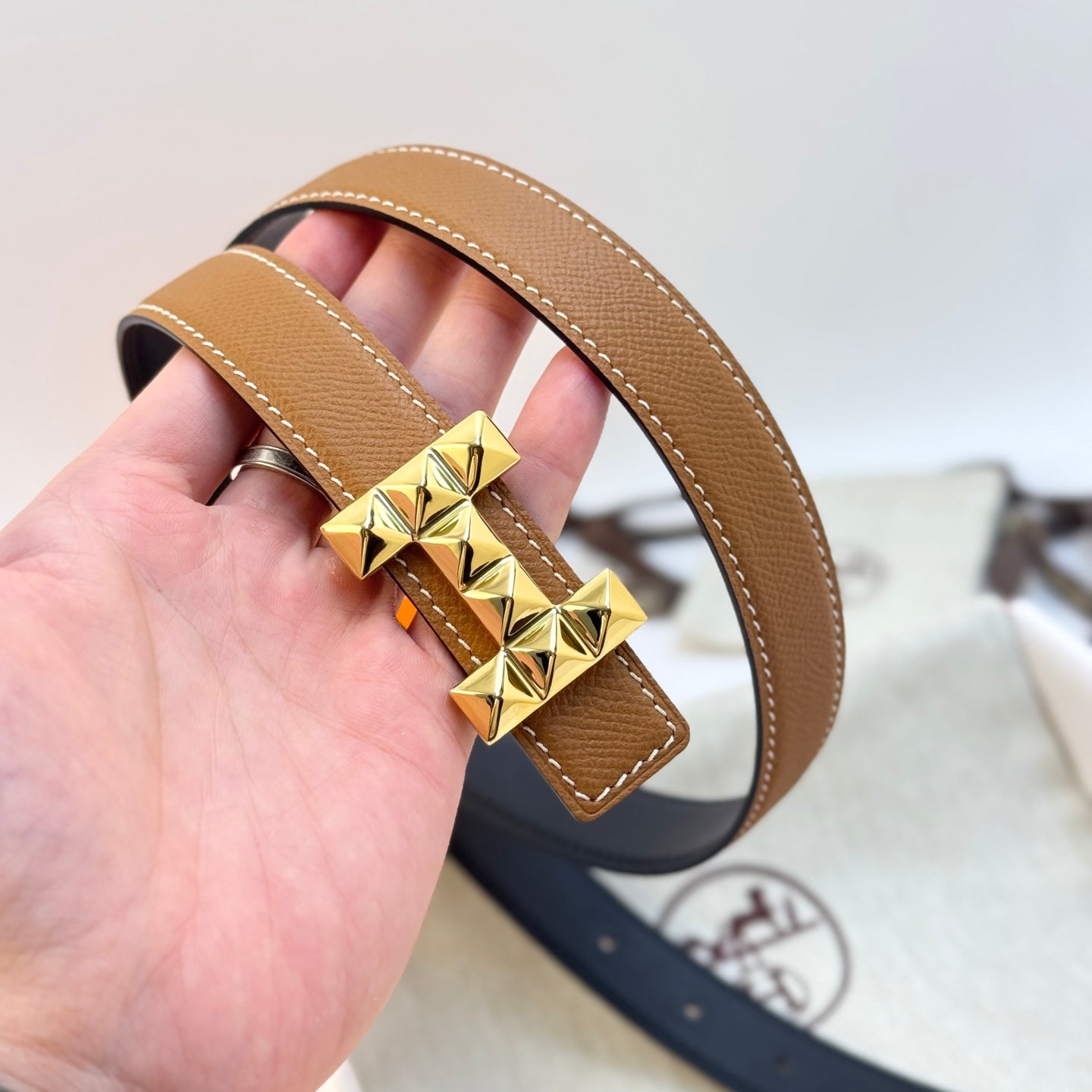 H new Infini belt buckle and double-sided leather women's 24mm