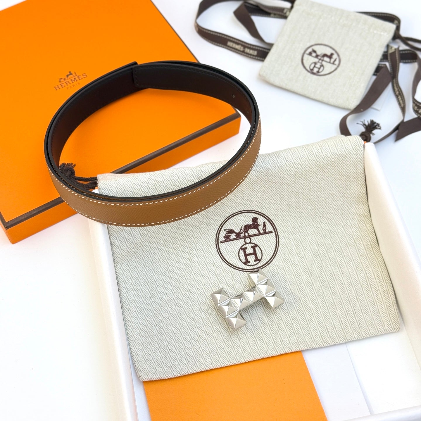 H new Infini belt buckle and double-sided leather women's 24mm