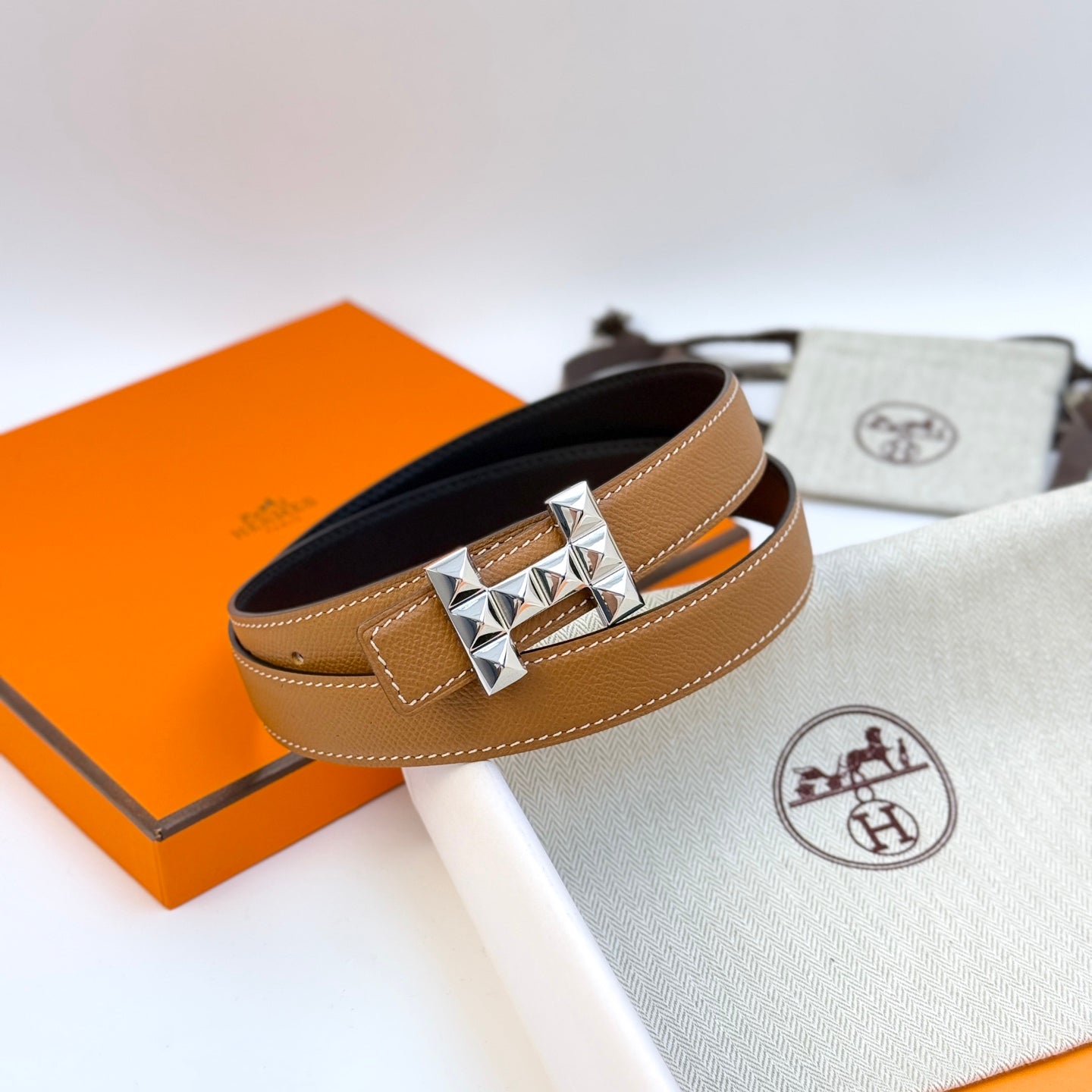H new Infini belt buckle and double-sided leather women's 24mm