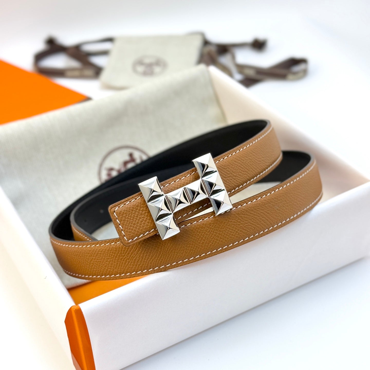 H new Infini belt buckle and double-sided leather women's 24mm