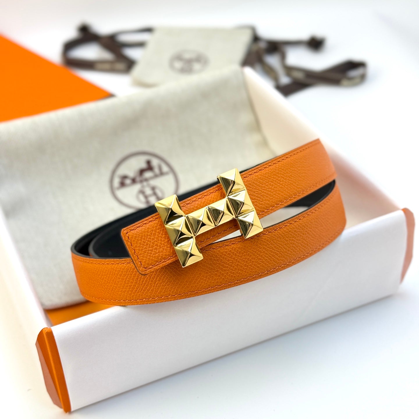 H new Infini belt buckle and double-sided leather women's 24mm