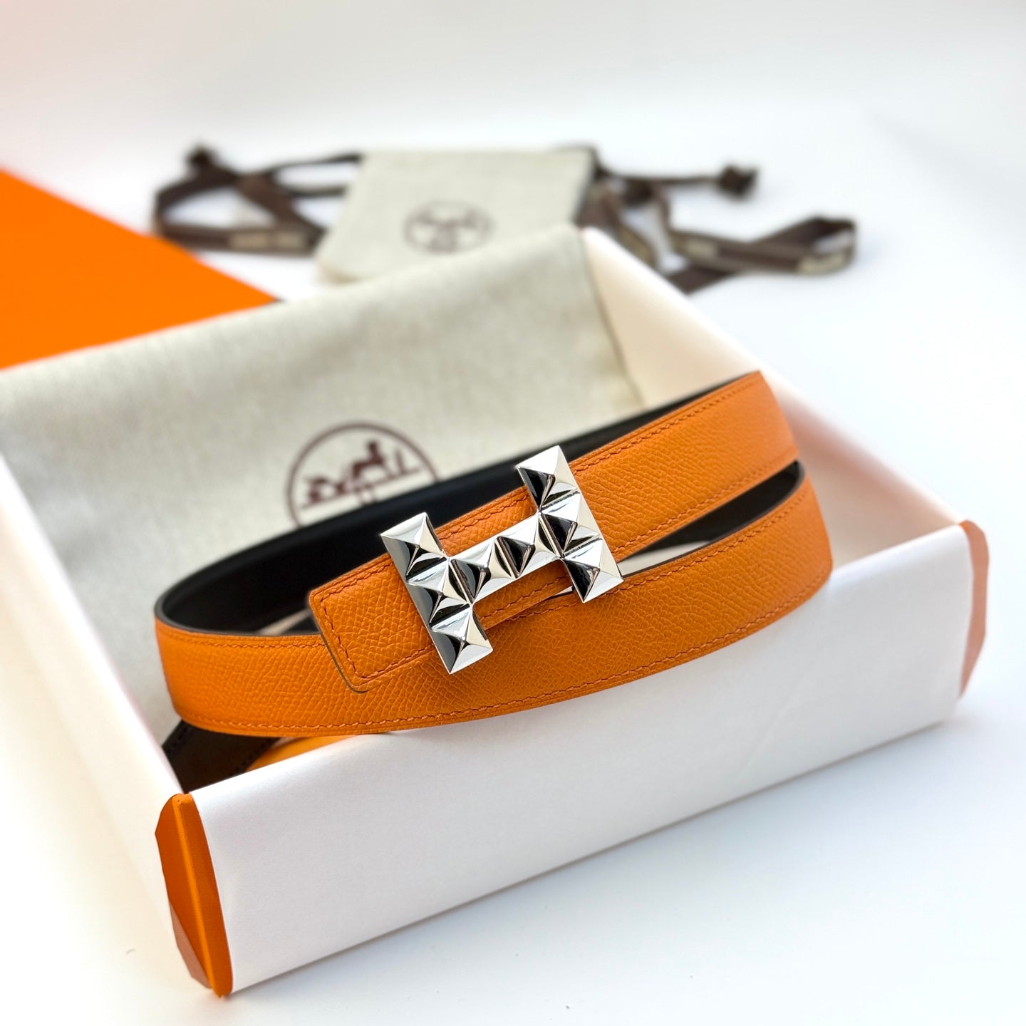 H new Infini belt buckle and double-sided leather women's 24mm