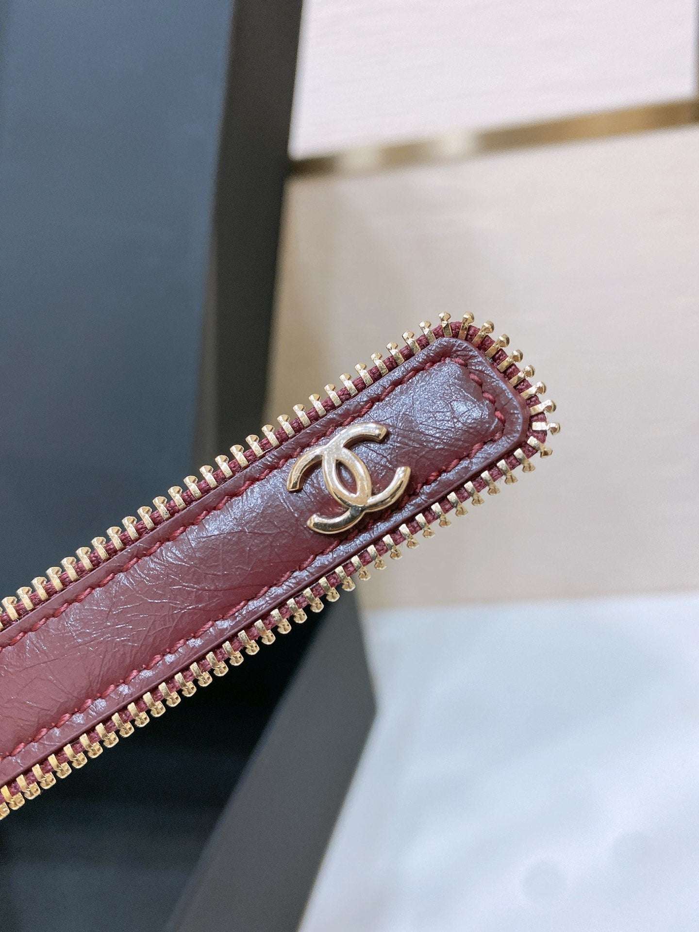 New Cha~nel Imported Shiny Leather 2.0cm Soft and Exquisite Belt