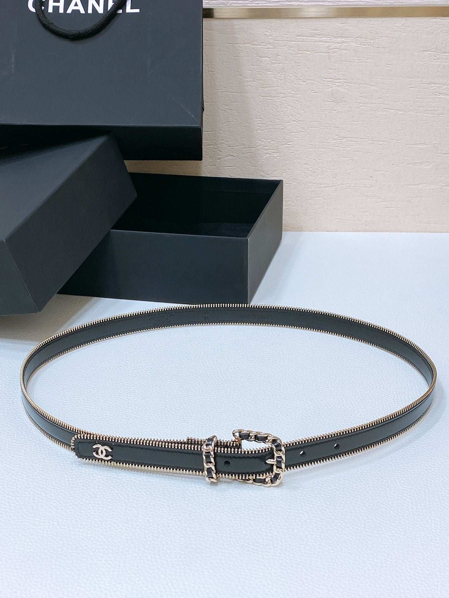 New Cha~nel Imported Shiny Leather 2.0cm Soft and Exquisite Belt