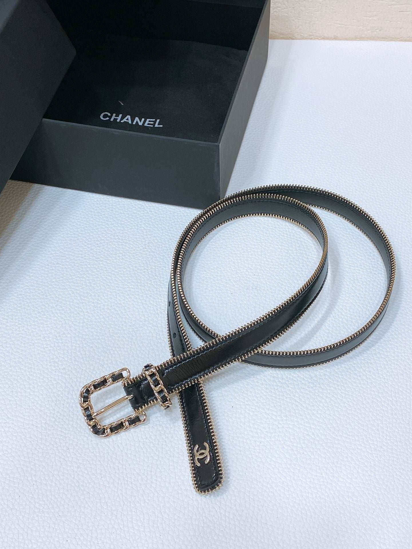 New Cha~nel Imported Shiny Leather 2.0cm Soft and Exquisite Belt