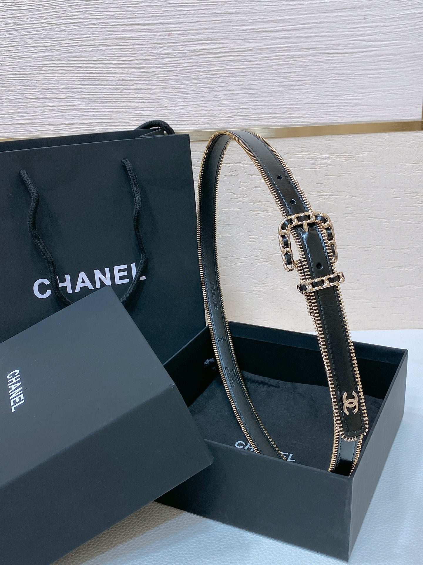 New Cha~nel Imported Shiny Leather 2.0cm Soft and Exquisite Belt