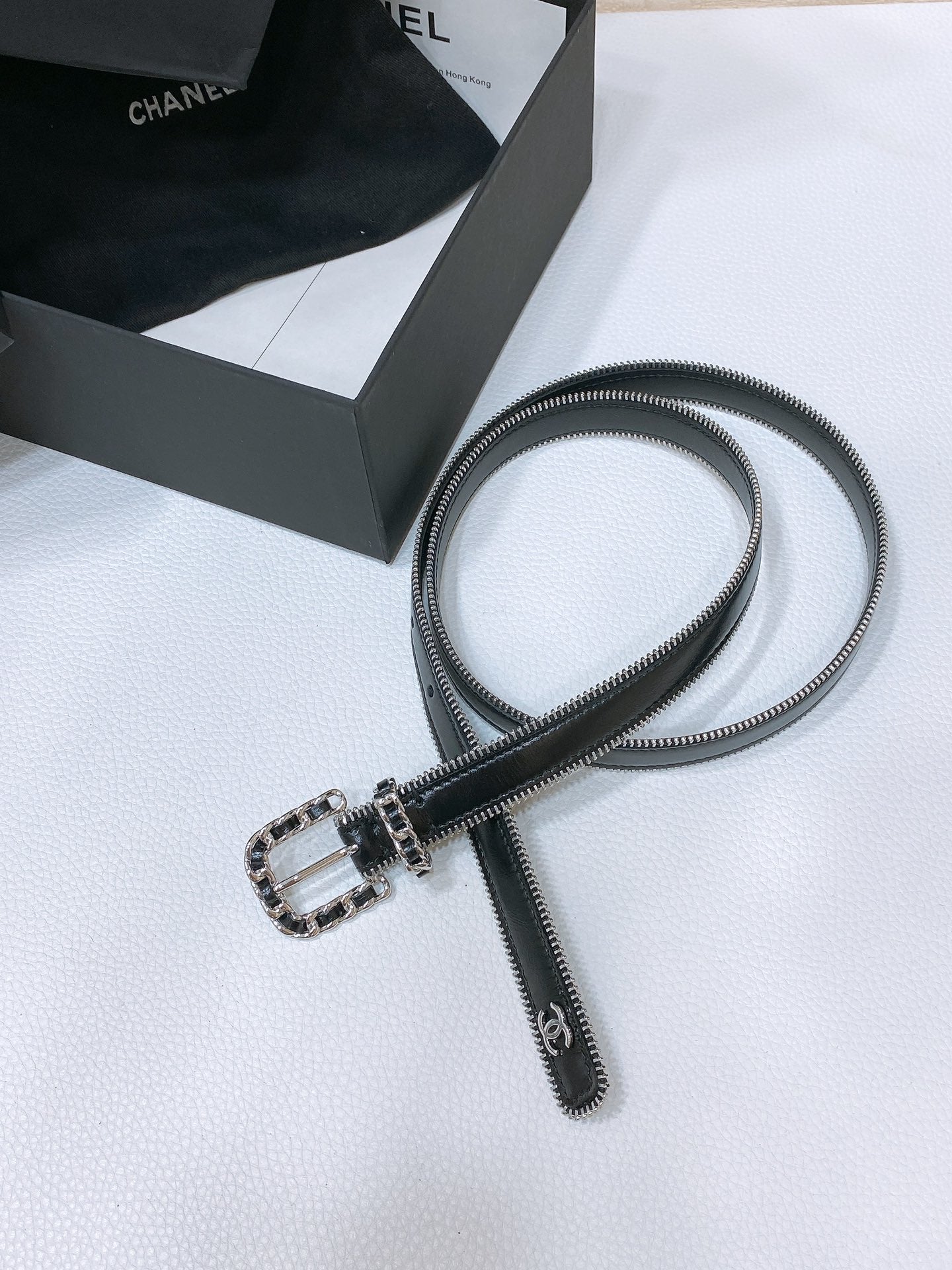 New Cha~nel Imported Shiny Leather 2.0cm Soft and Exquisite Belt