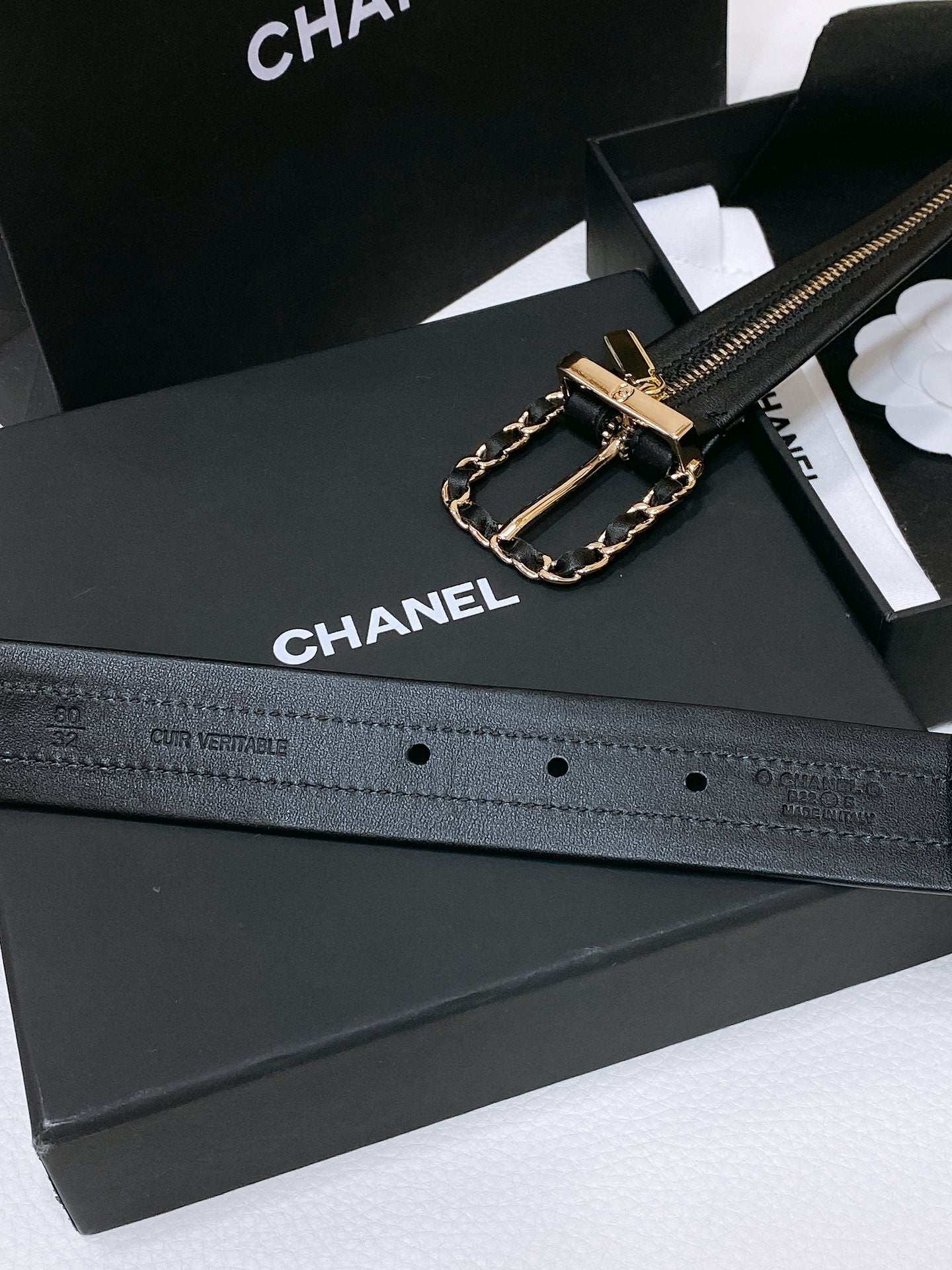 New Cha~nel imported glossy sheepskin 3cm soft and exquisite touch fashionable belt