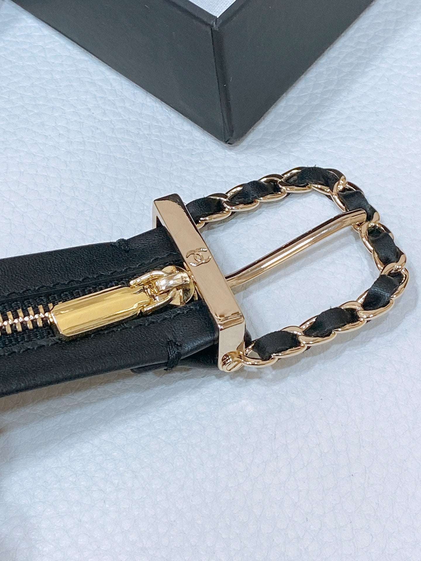 New Cha~nel imported glossy sheepskin 3cm soft and exquisite touch fashionable belt