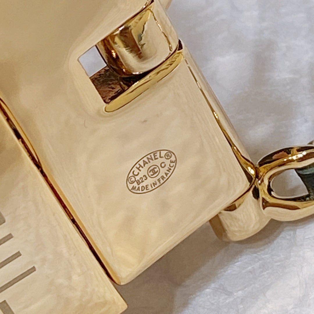 New Cha~nel imported glossy calf leather 3cm soft, delicate, elegant and fashionable double-sided belt