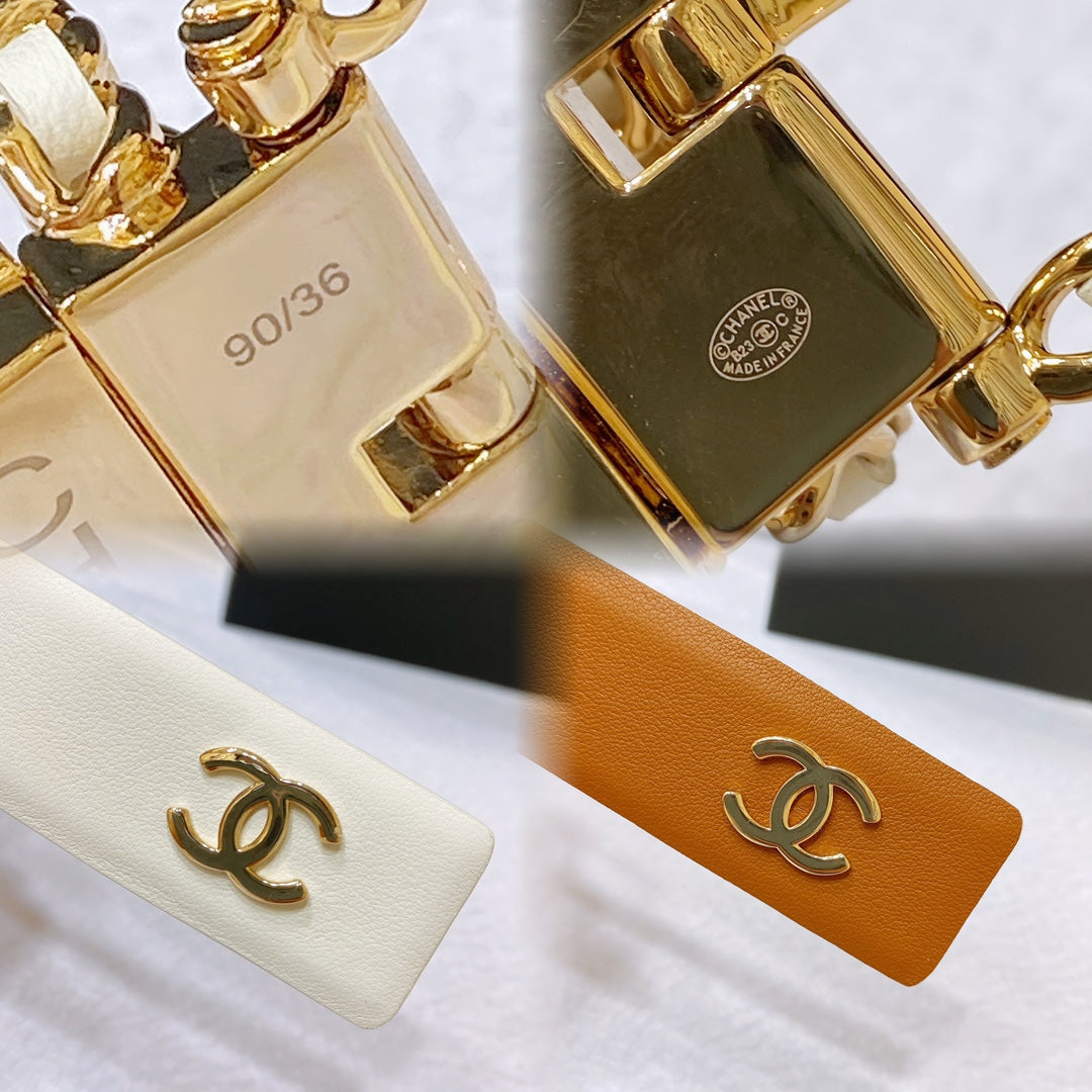 New Cha~nel imported glossy calf leather 3cm soft, delicate, elegant and fashionable double-sided belt