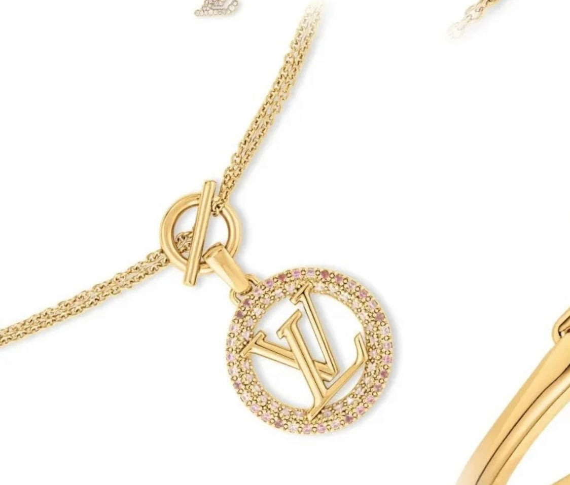New Fashion Luxury Exquisite Women's Letter OT Buckle Double layer Chain Necklace