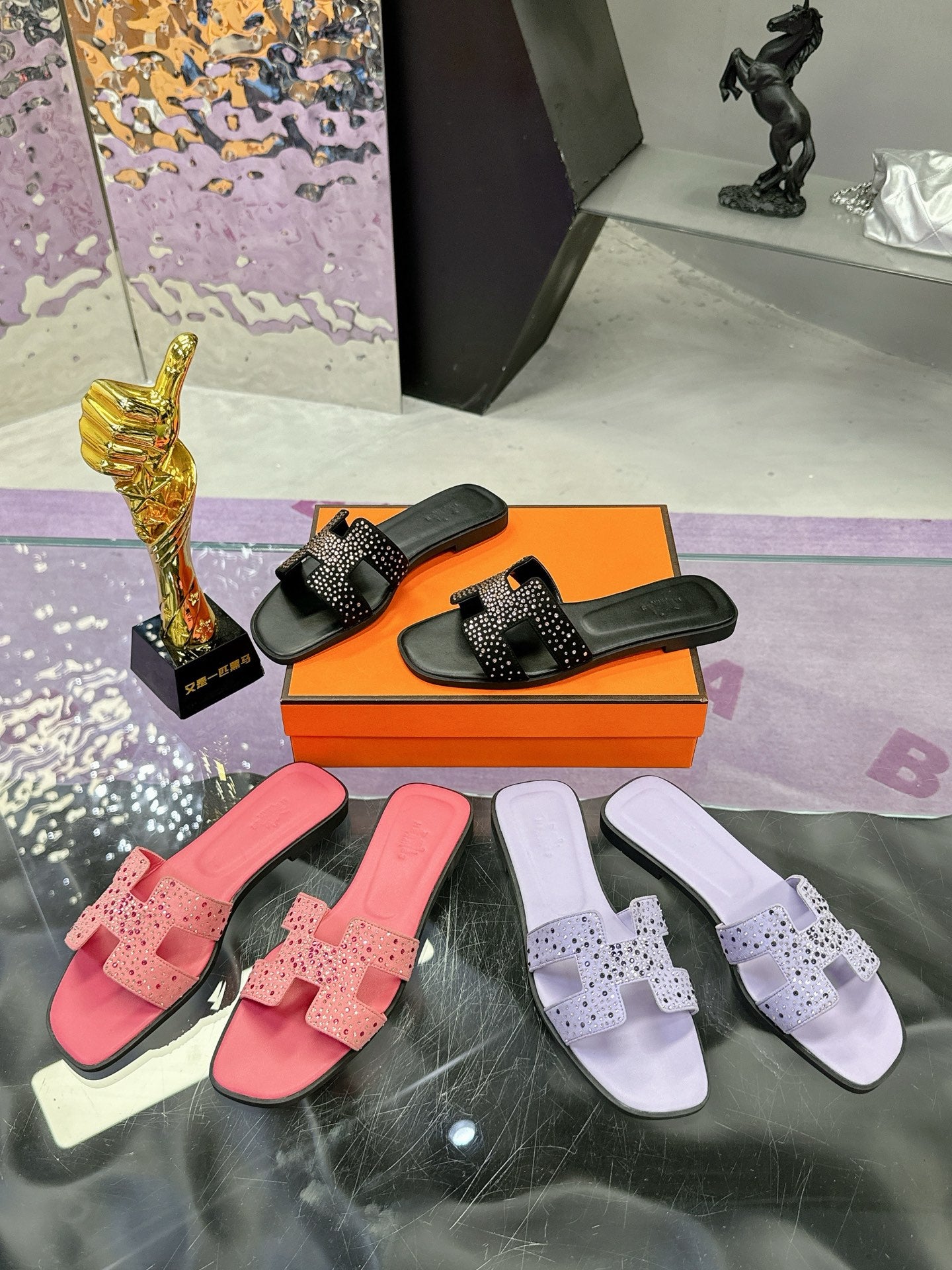 New luxury fashion Ladies' Set with diamonds slippers Oran sandals