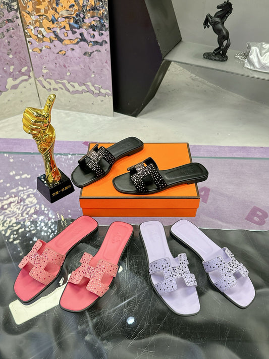 New luxury fashion Ladies' Set with diamonds slippers Oran sandals