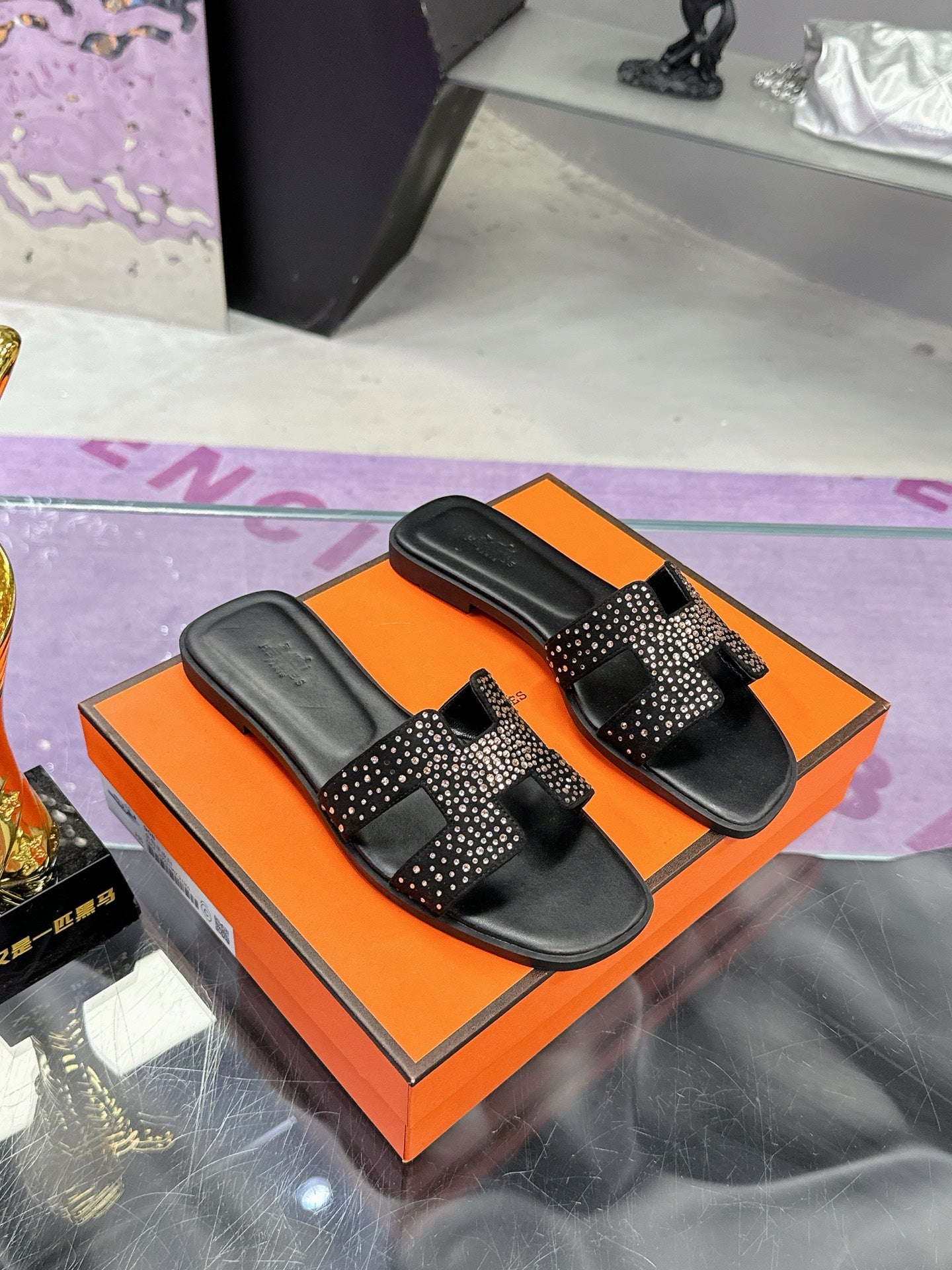 New luxury fashion Ladies' Set with diamonds slippers Oran sandals