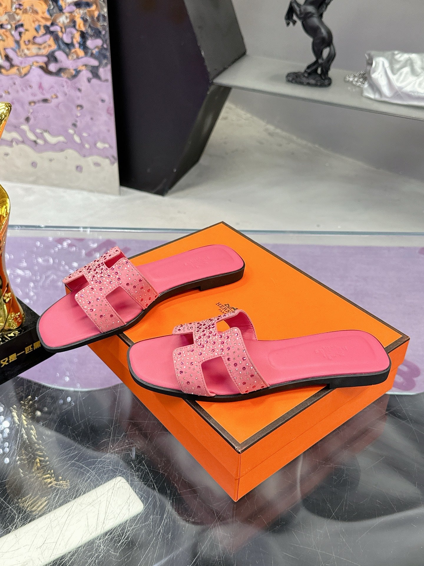 New luxury fashion Ladies' Set with diamonds slippers Oran sandals