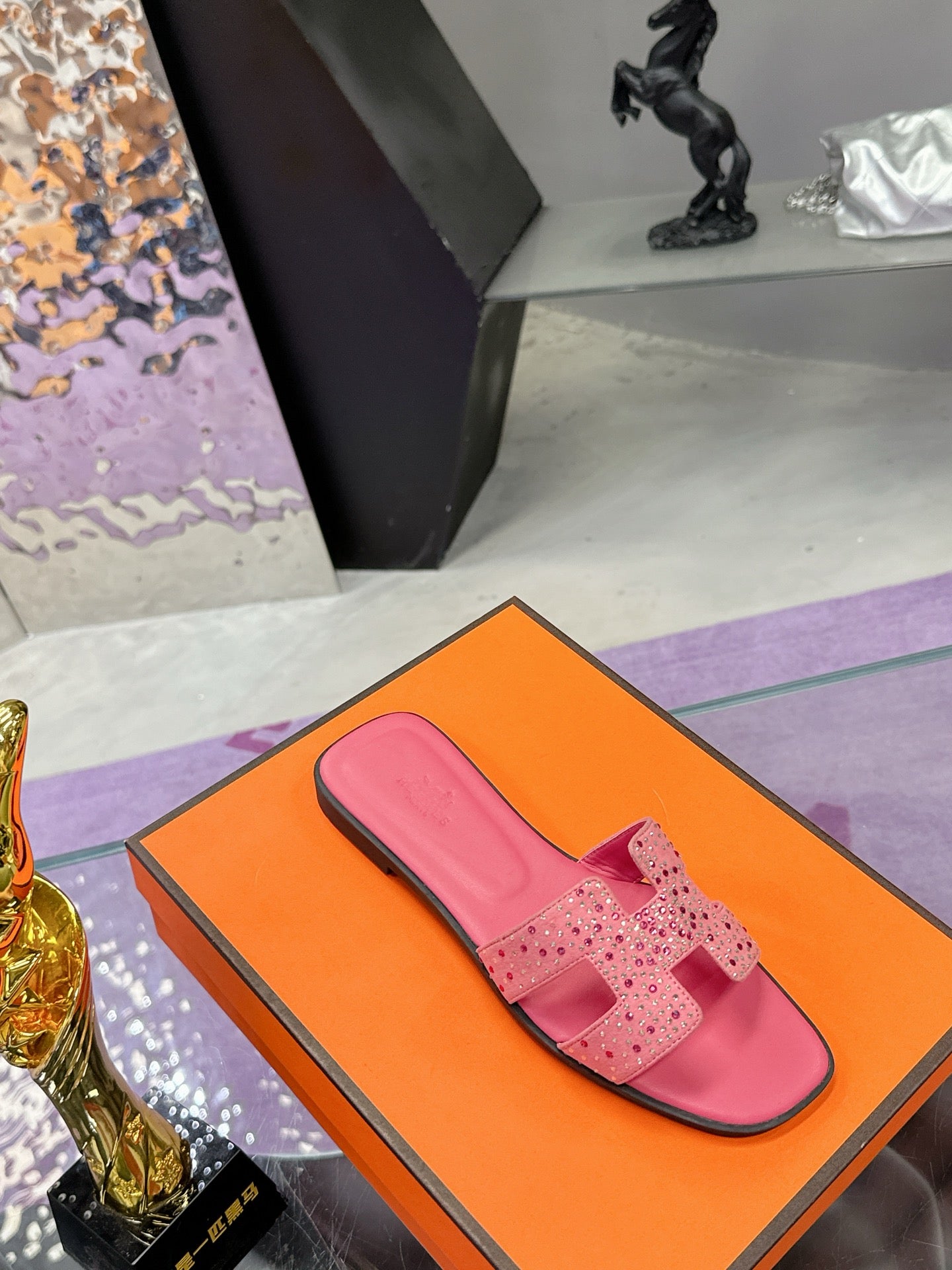 New luxury fashion Ladies' Set with diamonds slippers Oran sandals