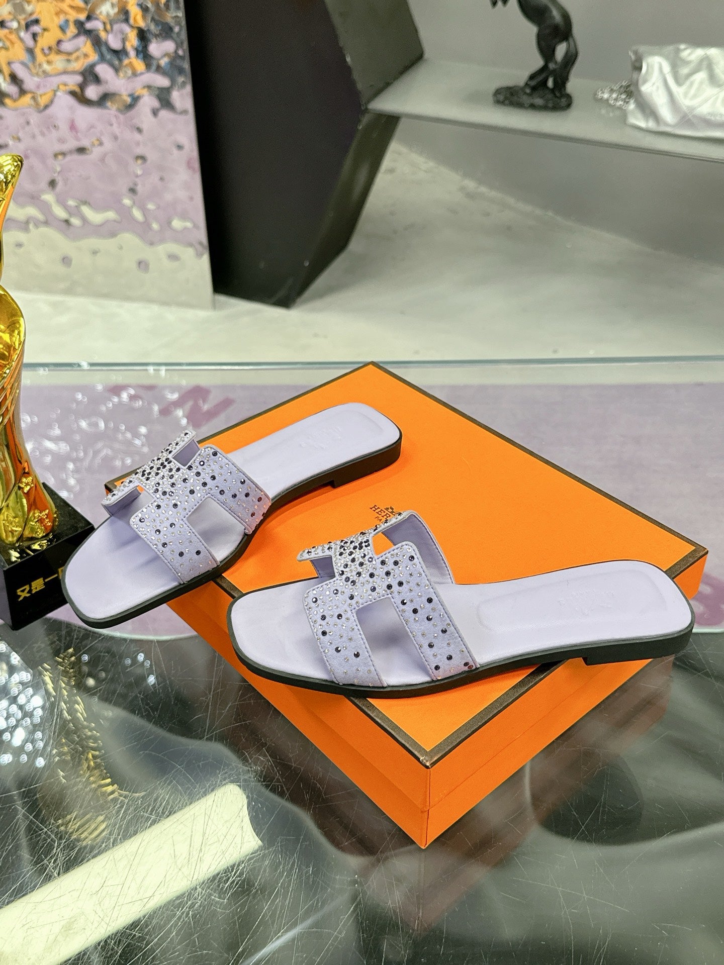 New luxury fashion Ladies' Set with diamonds slippers Oran sandals