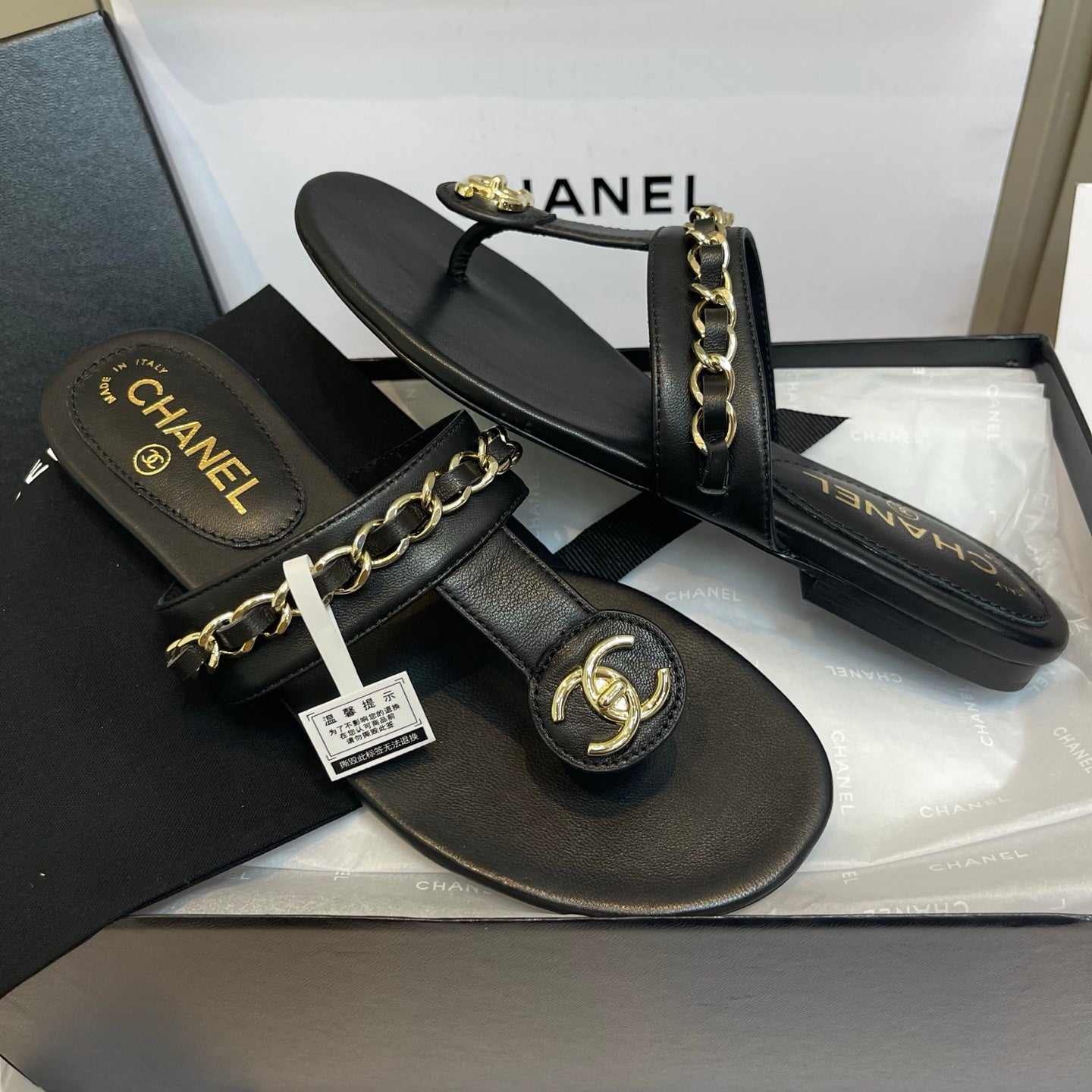 New luxury fashion Double C "logo" chain sandals