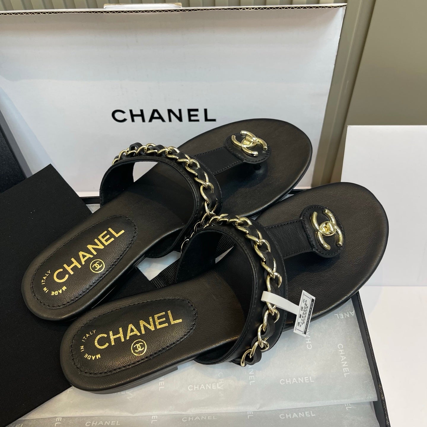 New luxury fashion Double C "logo" chain sandals