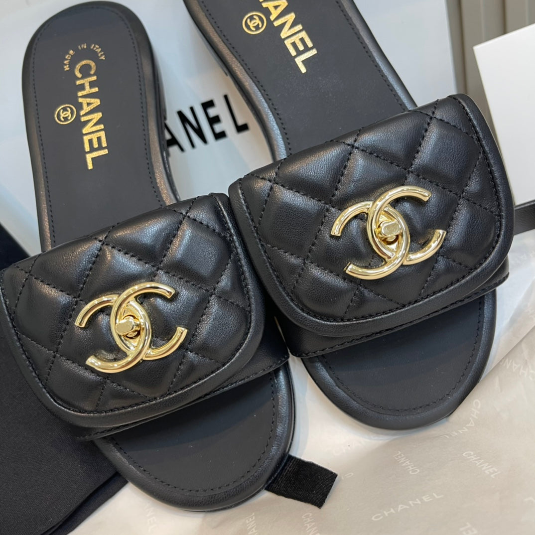 New luxury fashion Lingge backpack buckle slippers