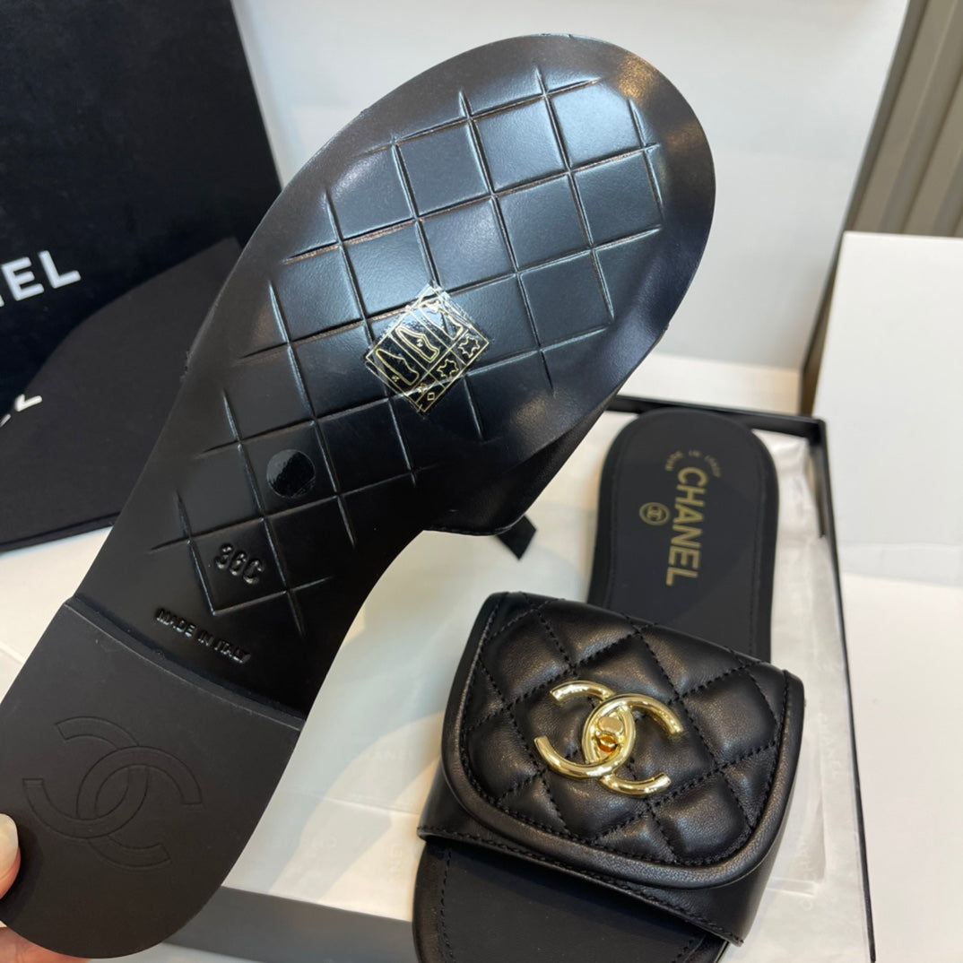 New luxury fashion Lingge backpack buckle slippers