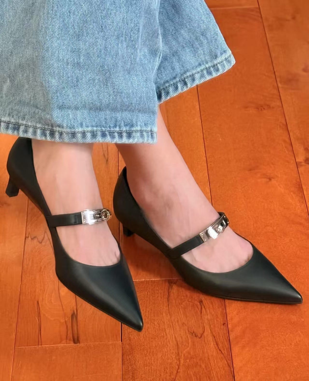 New luxury fashion Kelly  Buckle Fashion Pointed Women's High Heels