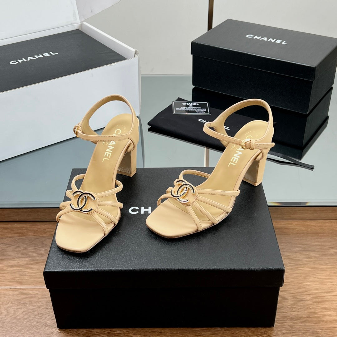 New luxury fashion Double C "logo" ladies high heels 8CM